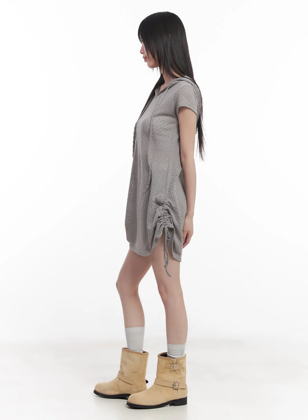 Hooded Loose-Fit Mini Dress CU505 - Image 4