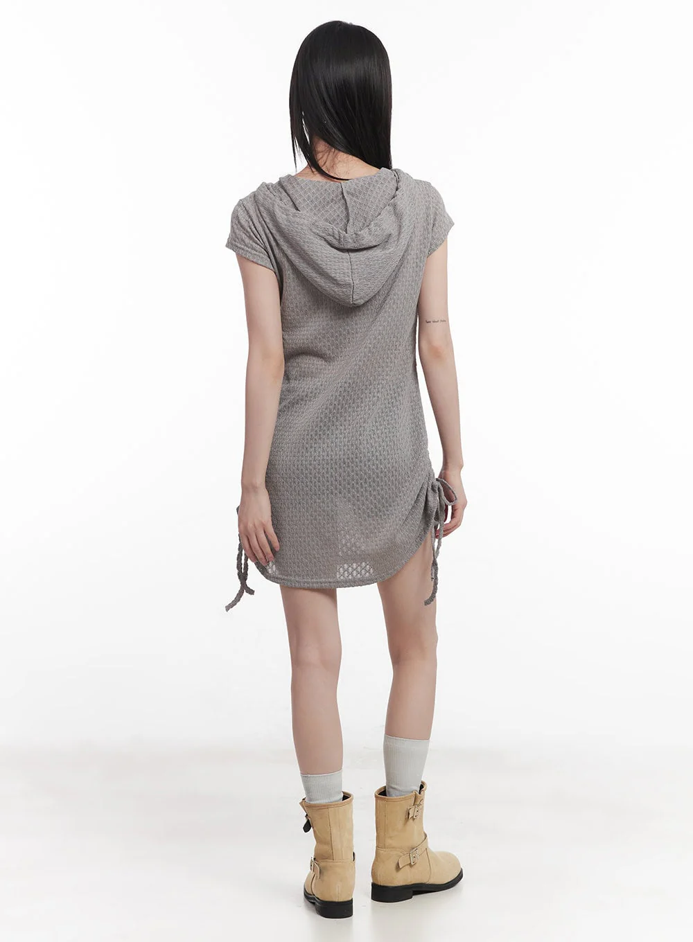 Hooded Loose-Fit Mini Dress CU505 - Image 5