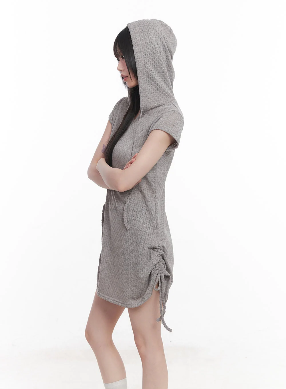 Hooded Loose-Fit Mini Dress CU505 - Image 6