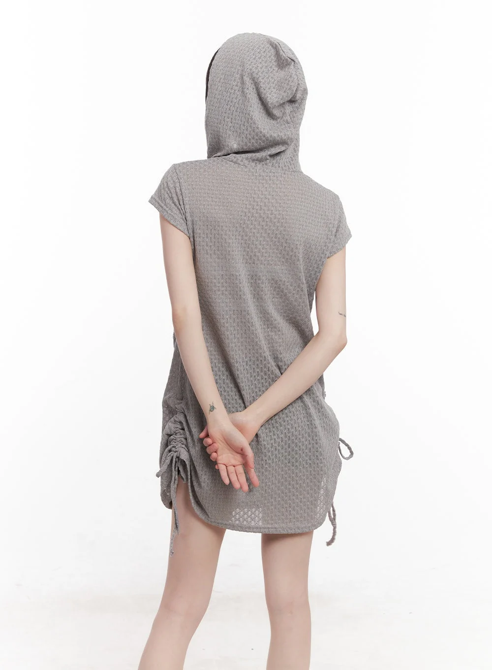 Hooded Loose-Fit Mini Dress CU505 - Image 7