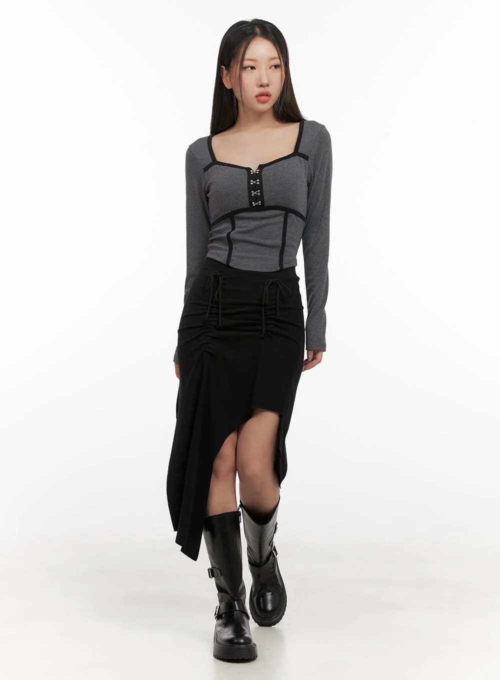 Hook and Eye Detail Crop Top CD411 - Image 5