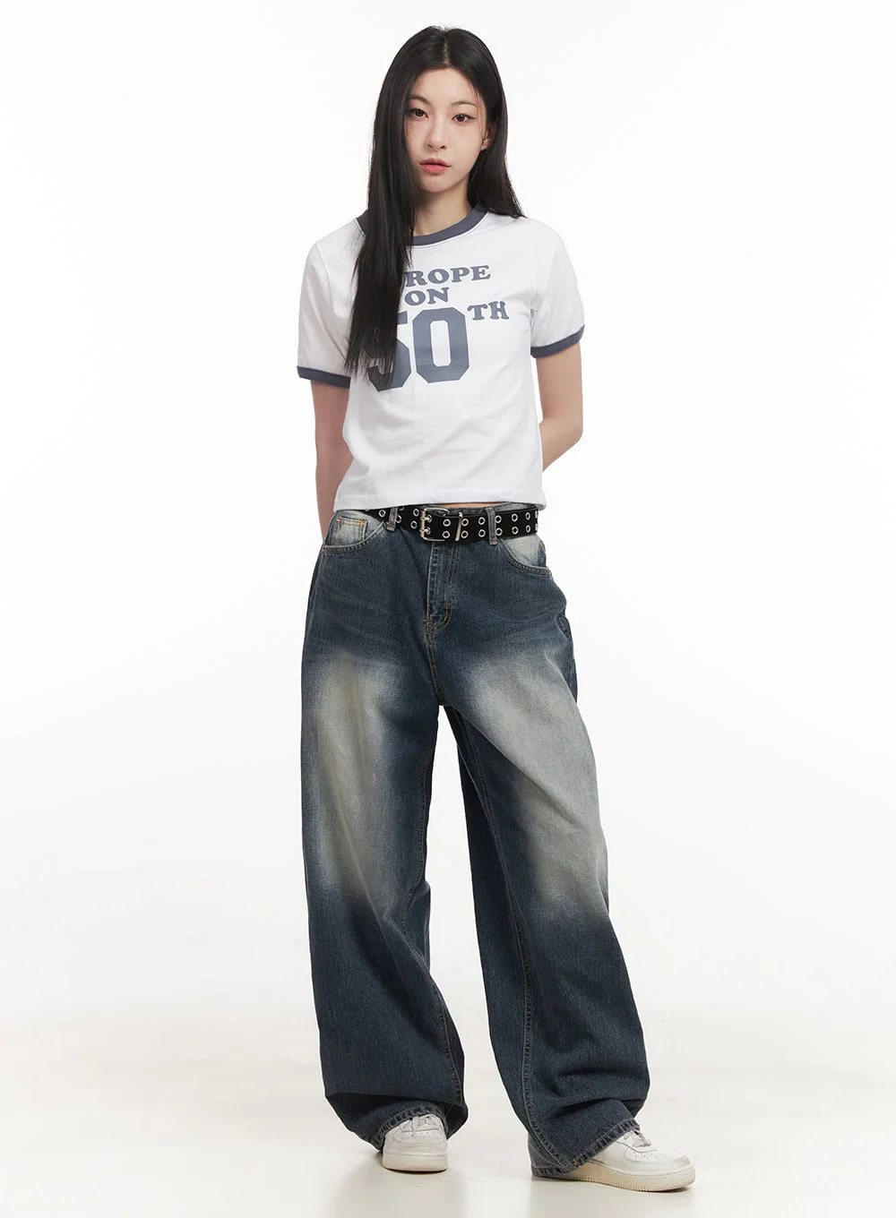 Julie Washed Baggy Jeans with Embroidered Detail CF514 - Image 2