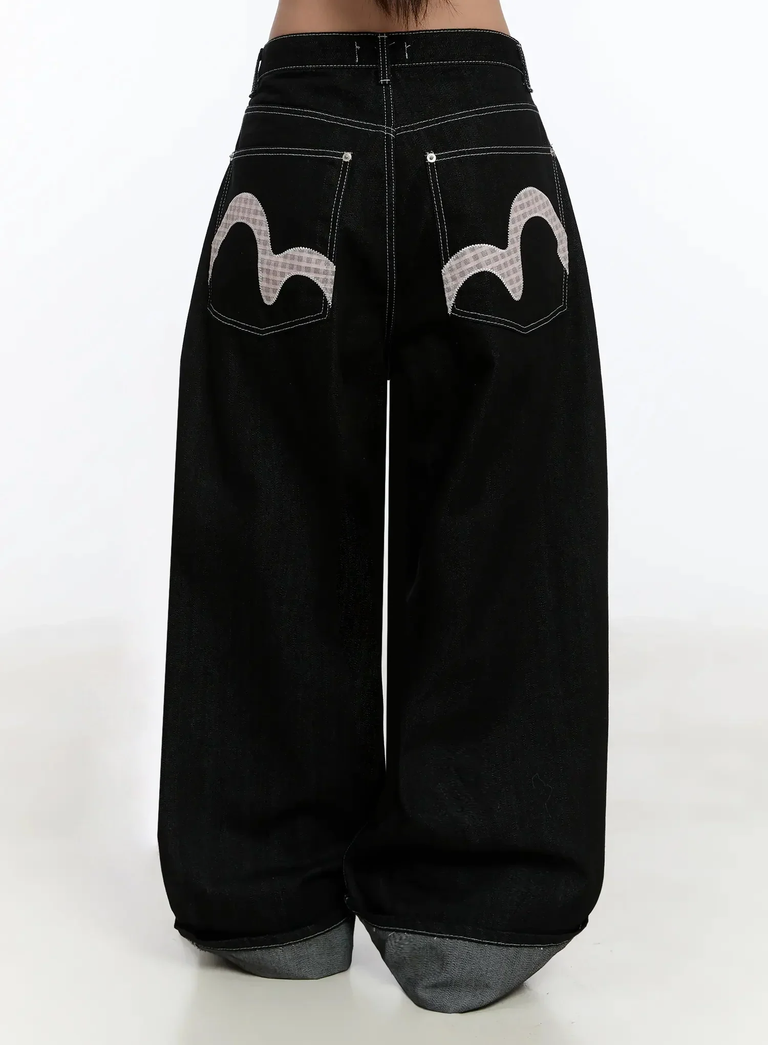 Kacey Plaid Stitched Back Pocket Baggy Jeans IM513 - Image 13