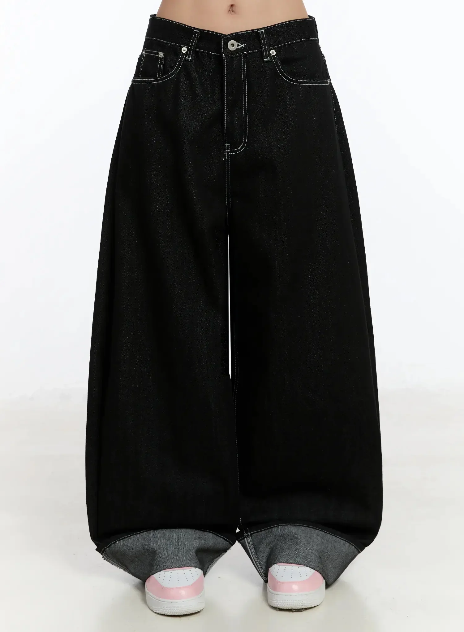 Kacey Plaid Stitched Back Pocket Baggy Jeans IM513 - Image 3