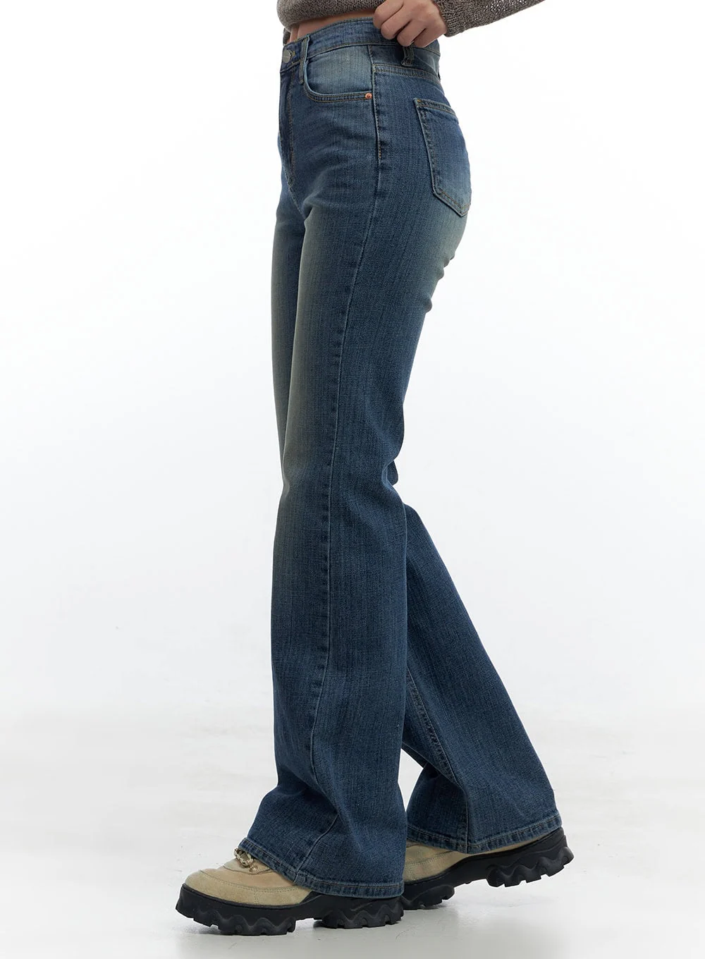 Kara Sleek Fit Washed Bootcut Cotton Jeans CS425 - Image 5
