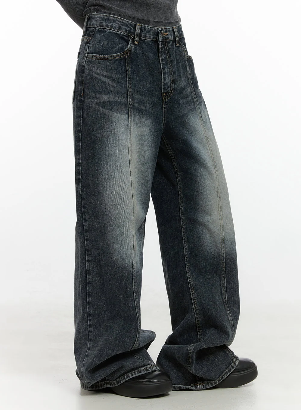 Kaya Stitch Detail Washed Baggy Denim Jeans CS426 - Image 3