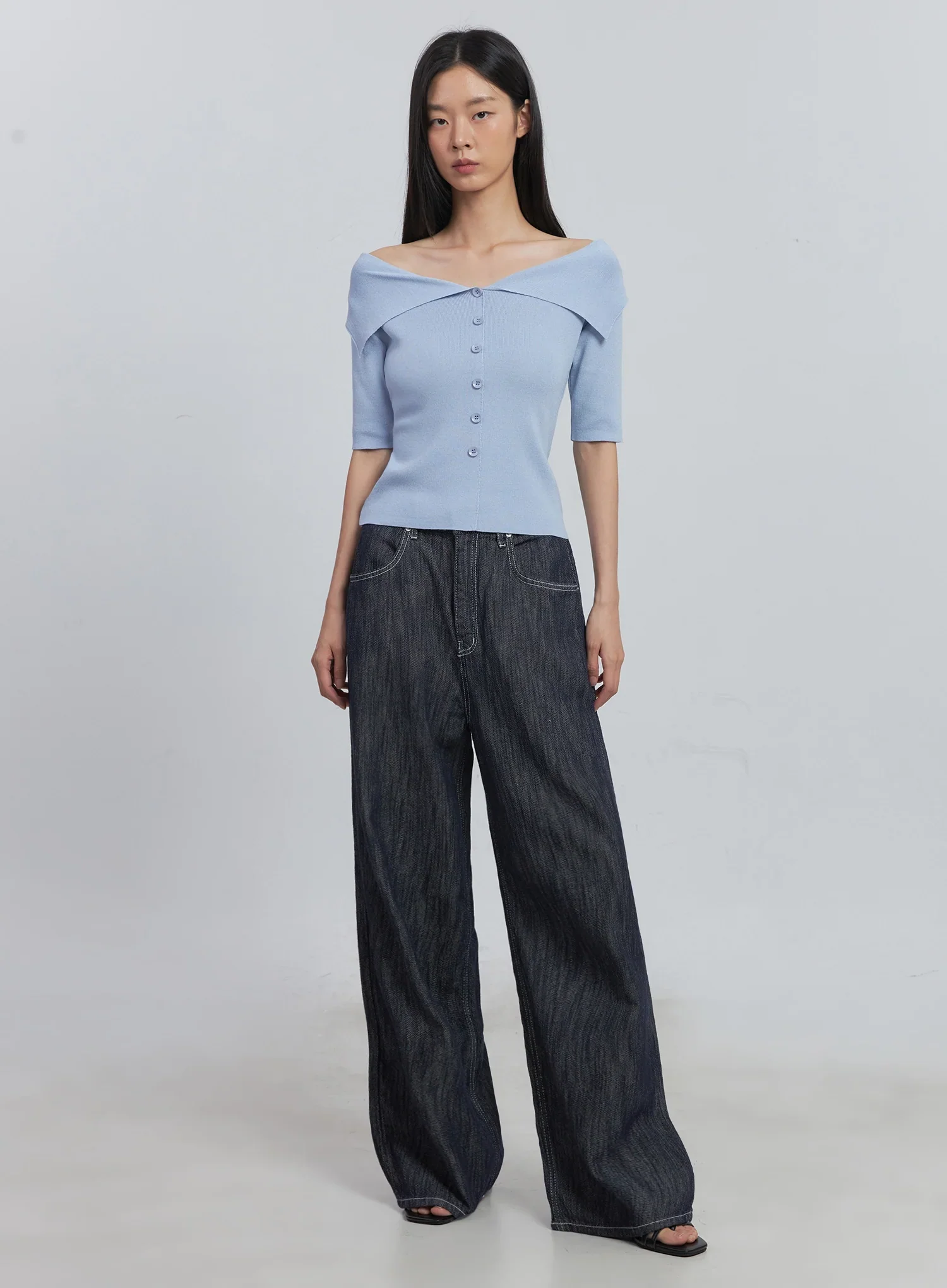 Kaylie Stitched Wide-Leg Jeans IU512 - Image 17