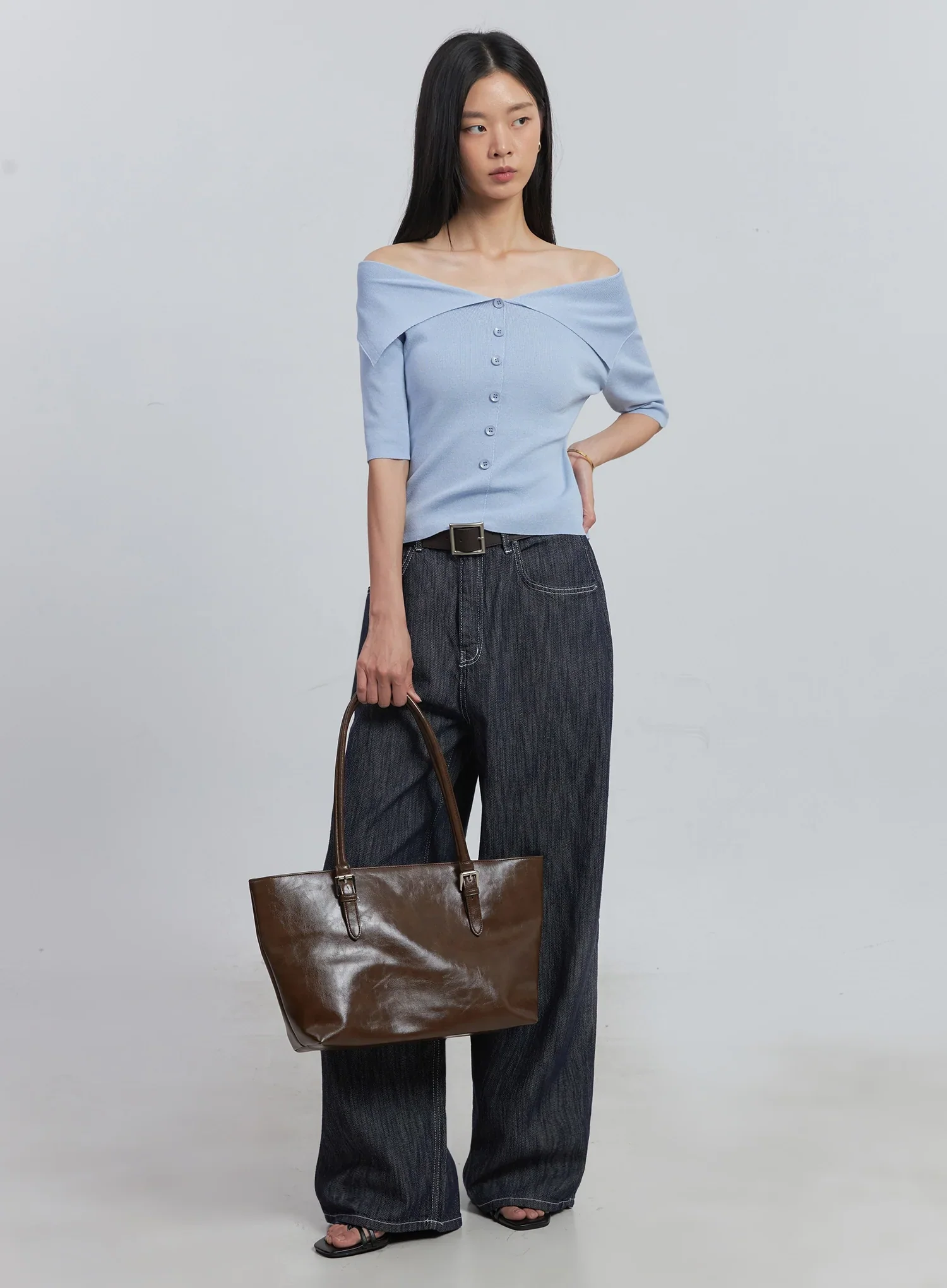 Kaylie Stitched Wide-Leg Jeans IU512 - Image 2