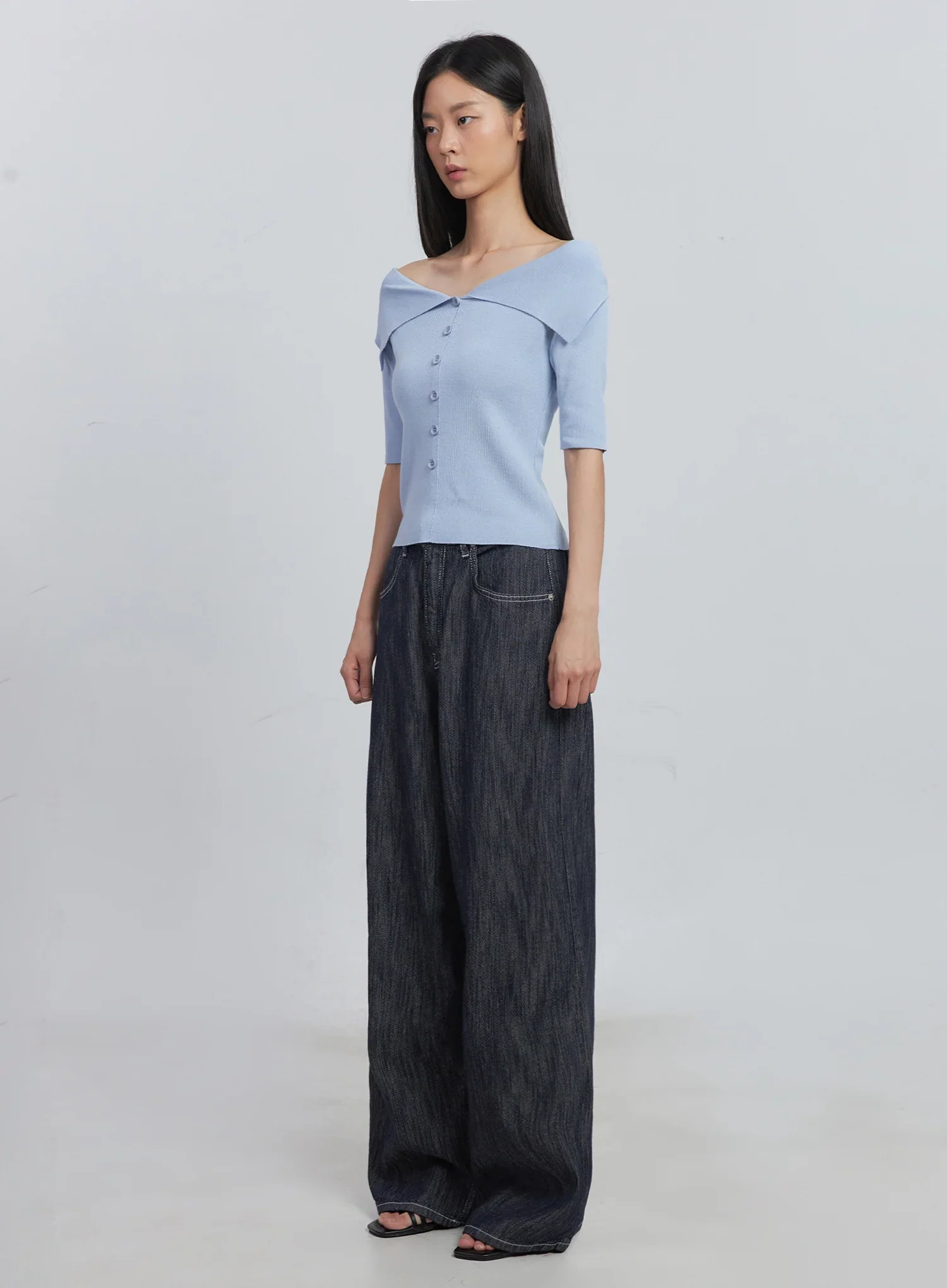Kaylie Stitched Wide-Leg Jeans IU512 - Image 6