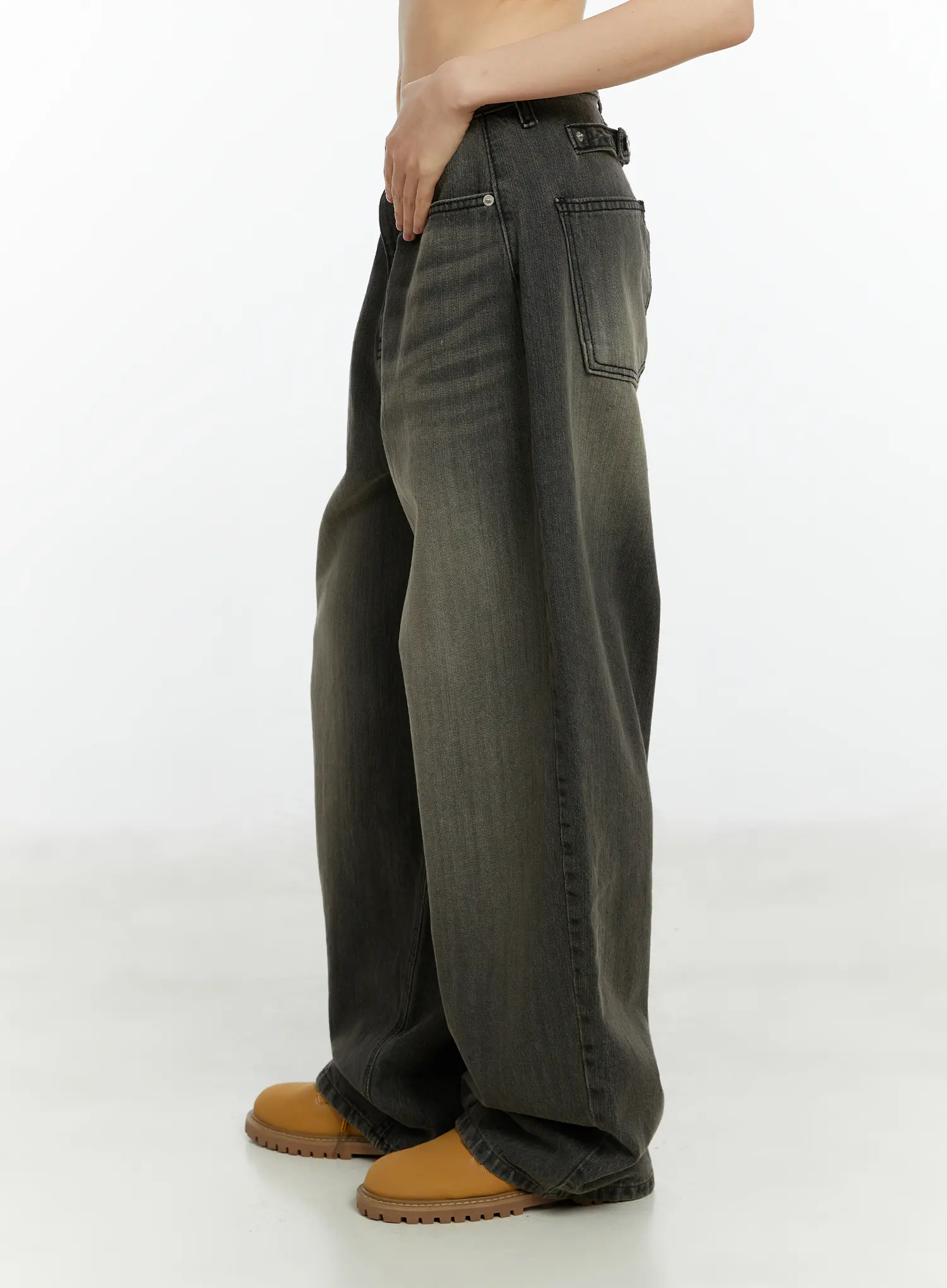 Kenna Washed Backstrap Wide Leg Jeans CF509 - Image 7