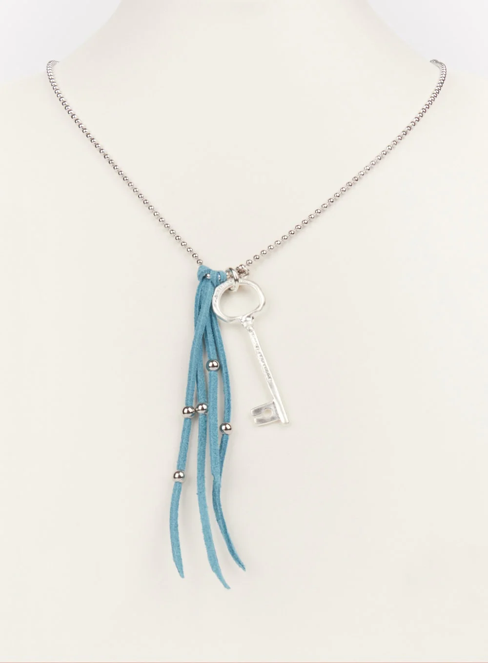 Key Fringe Long Necklace (Blue) IM531 - Image 6