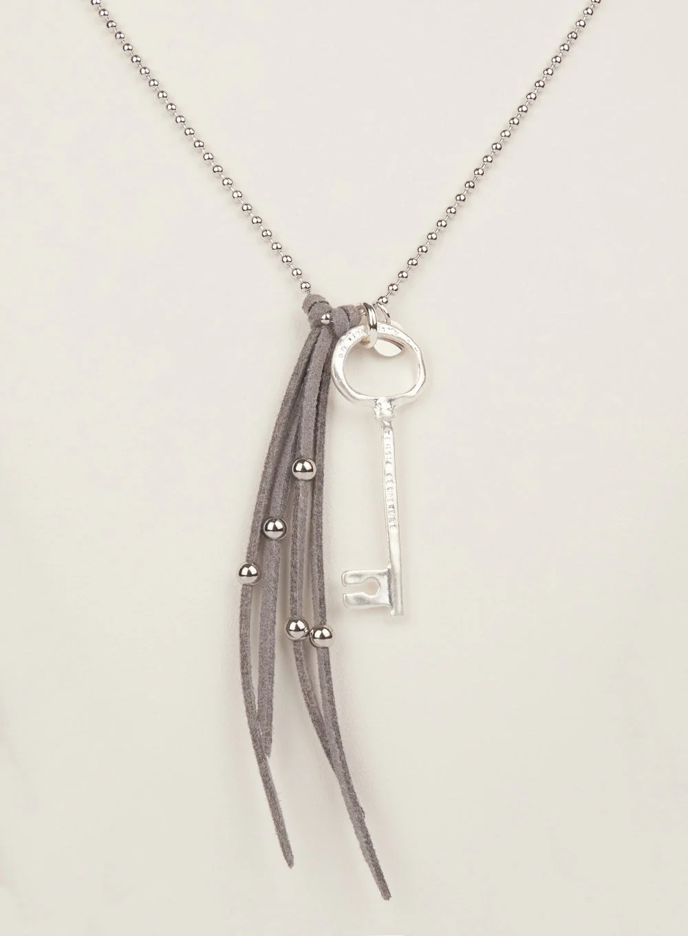 Key Fringe Long Necklace (Gray) IM531 - Image 5