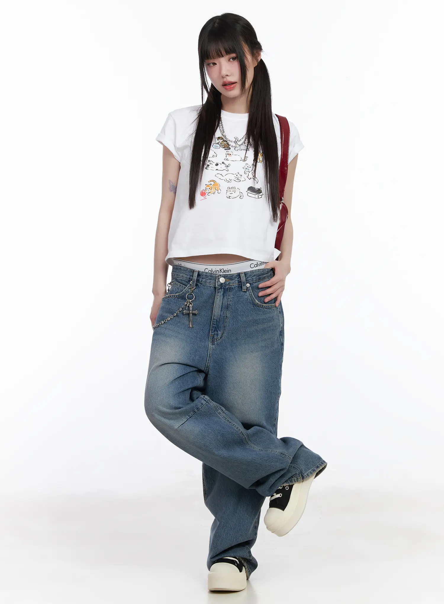 Kitty Graphic Semi-Crop Tee CM526 - Image 3