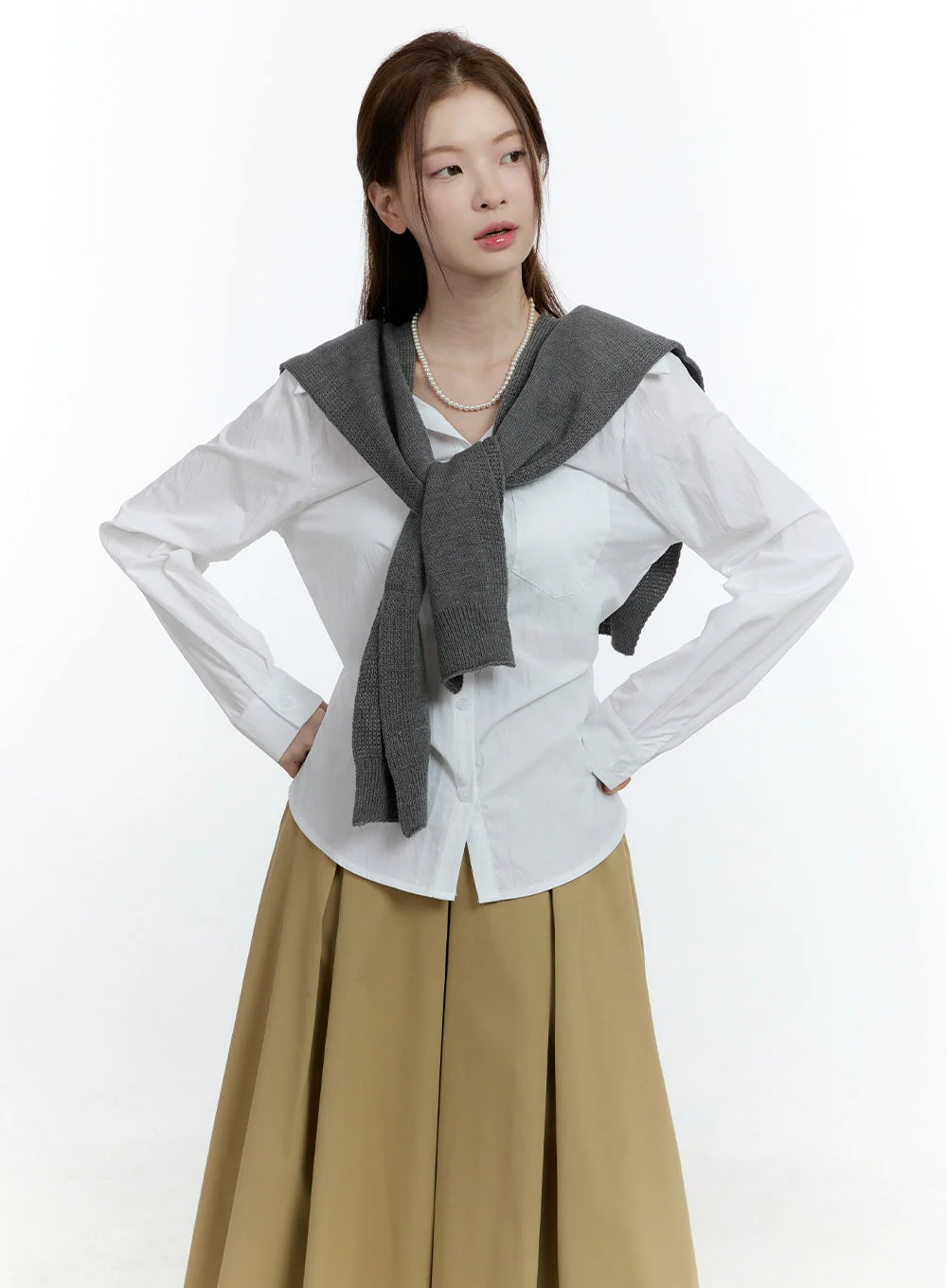 Knitted Front-Tie Shawl CF503 - Image 12