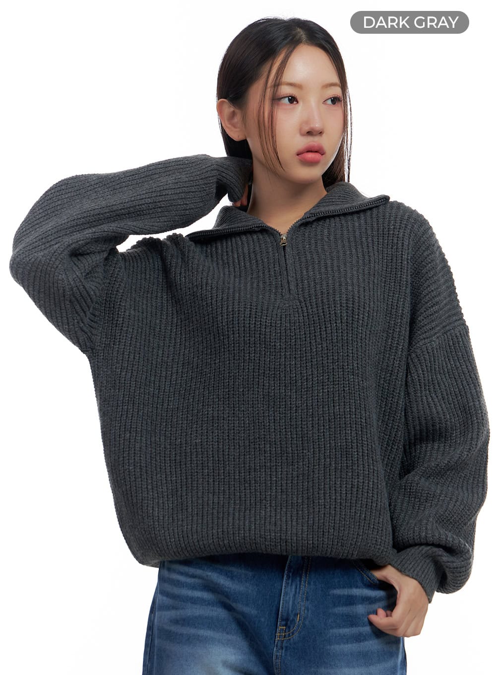 Knitted Half Zip Turtle Neck Sweater CS424 - Image 7