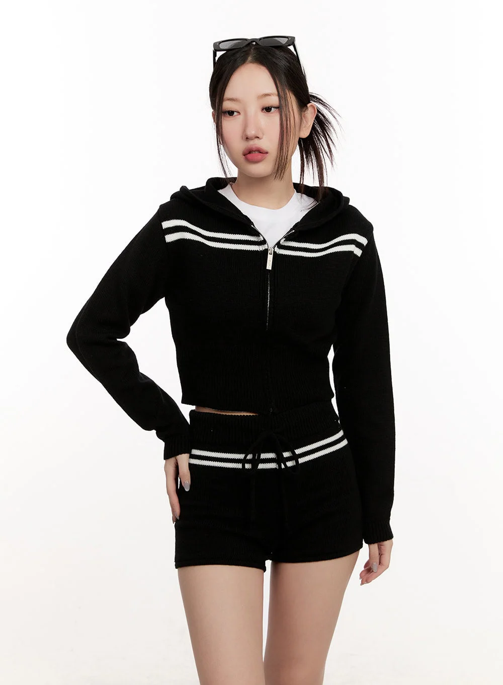 Knitted Striped Zip-Up Hoodie CM507 - Image 8