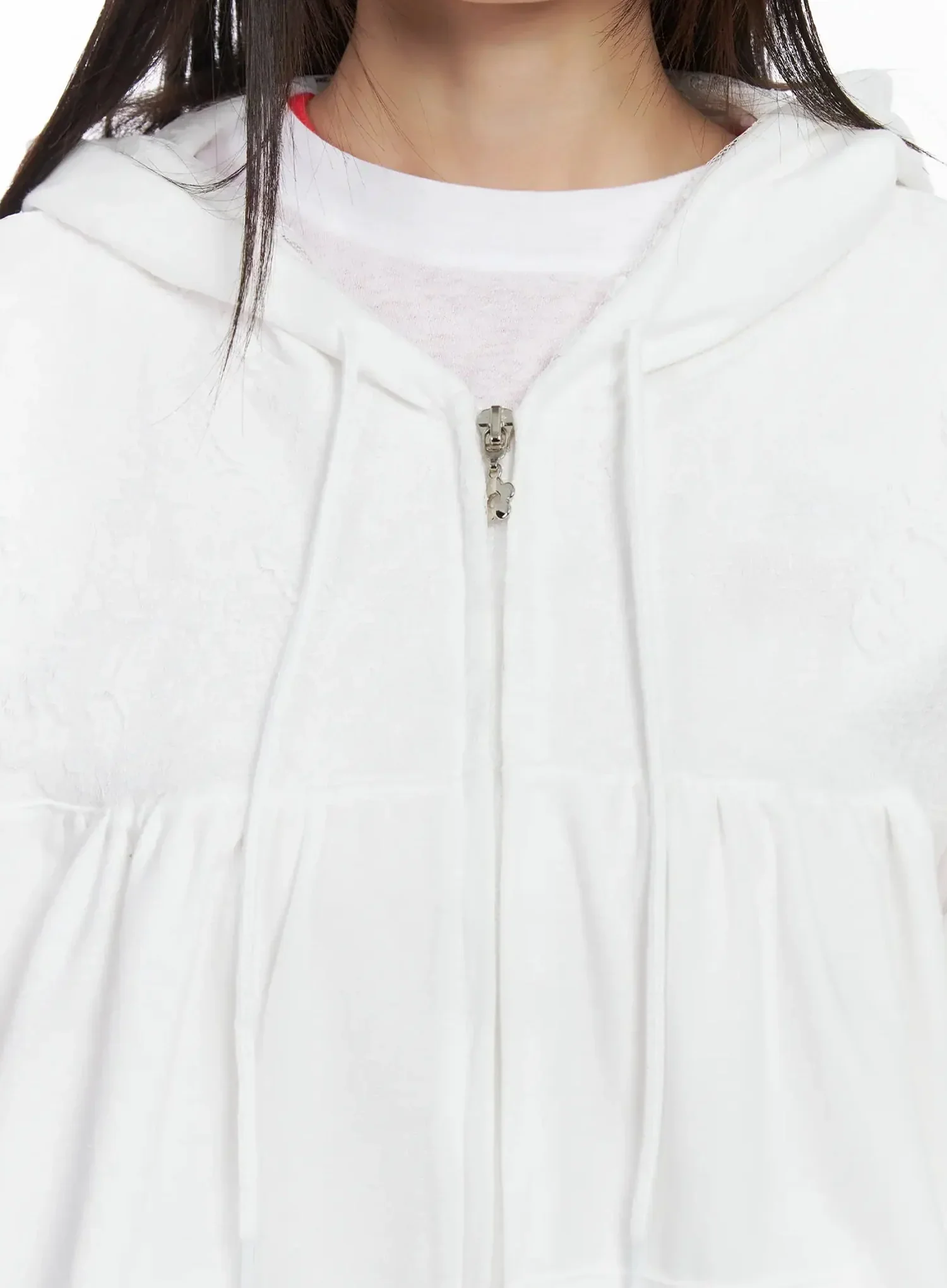 Lace Accent Zip-Up Hoodie IF505 - Image 8