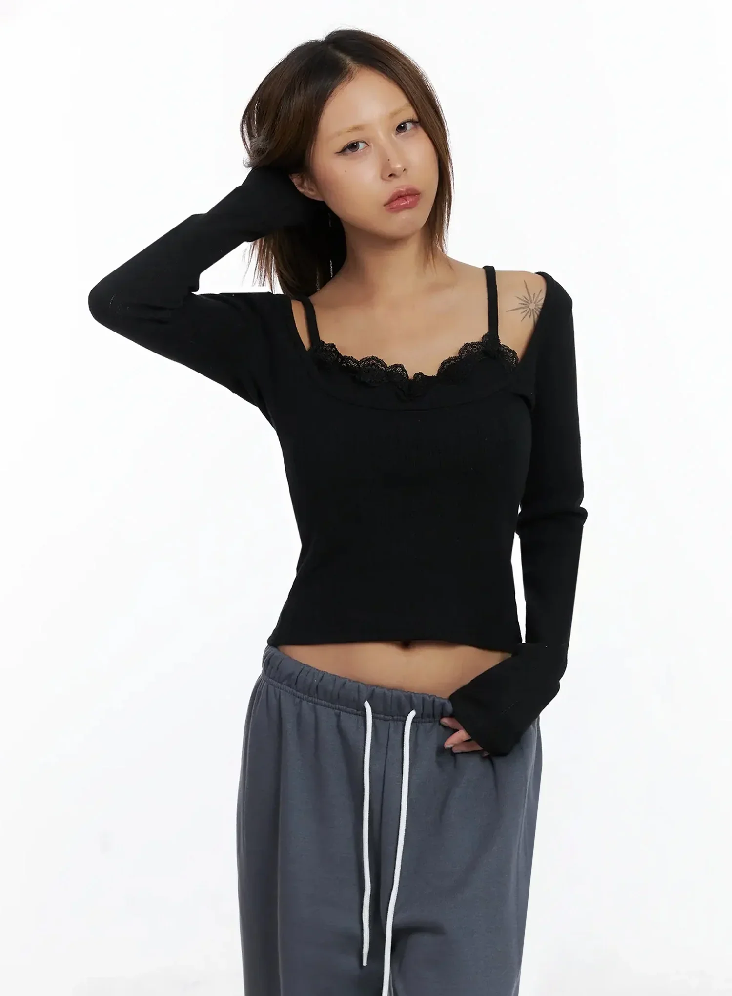 Lace Cami and Long Sleeve Set IN528 - Image 12