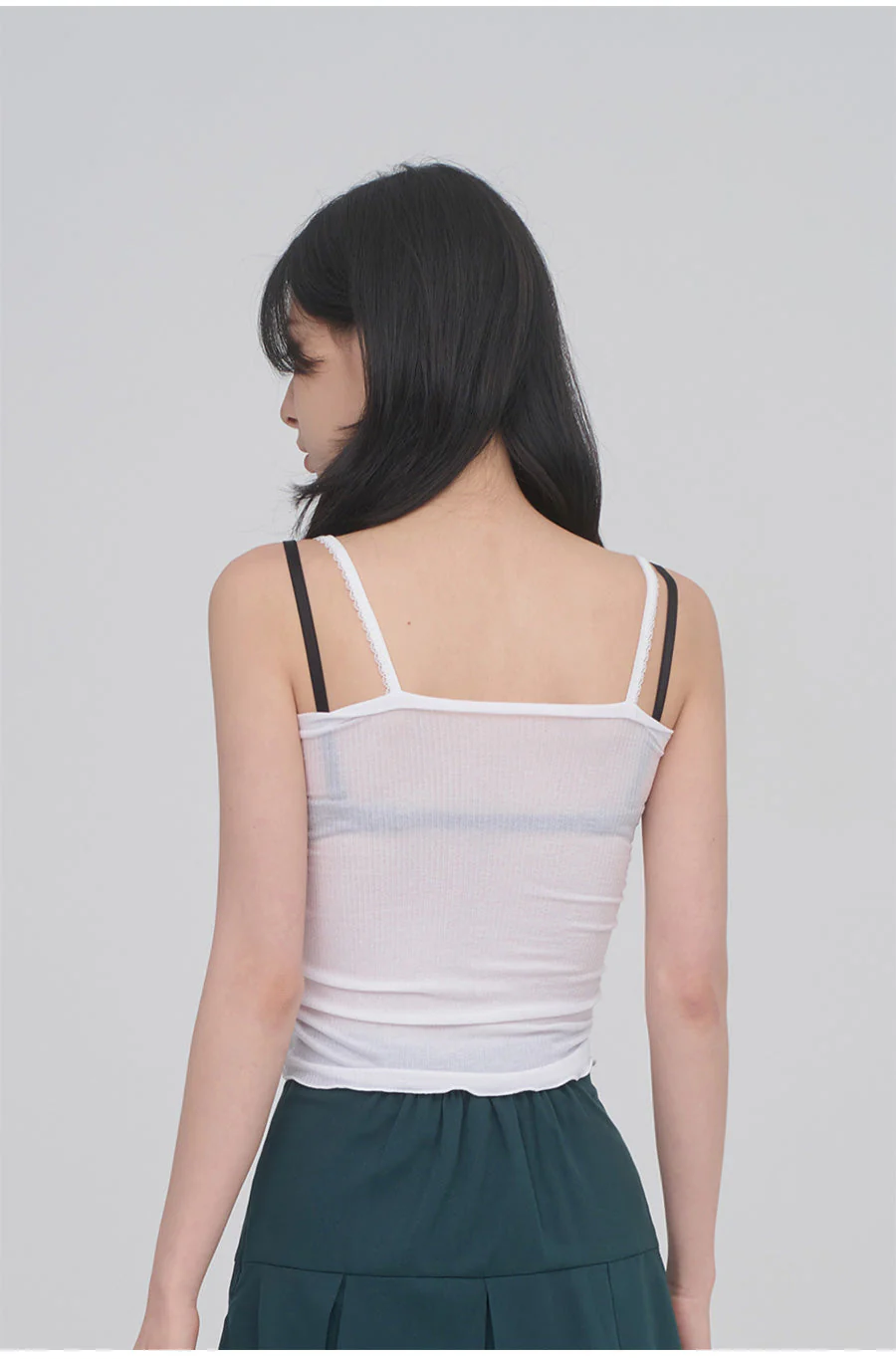 Lace Camisole Sleeveless Top with Front Shirring CM3 - Image 6