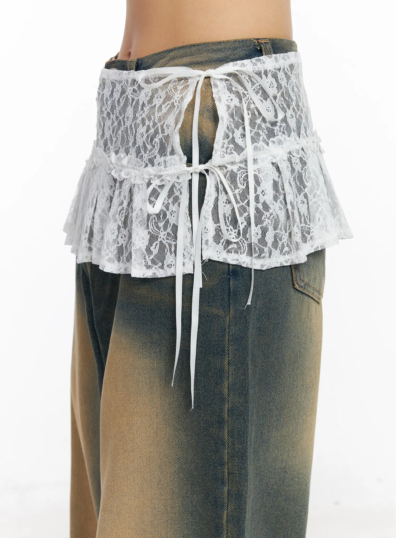 Lace Layered Wrap Mini Skirt CJ522 - Image 3