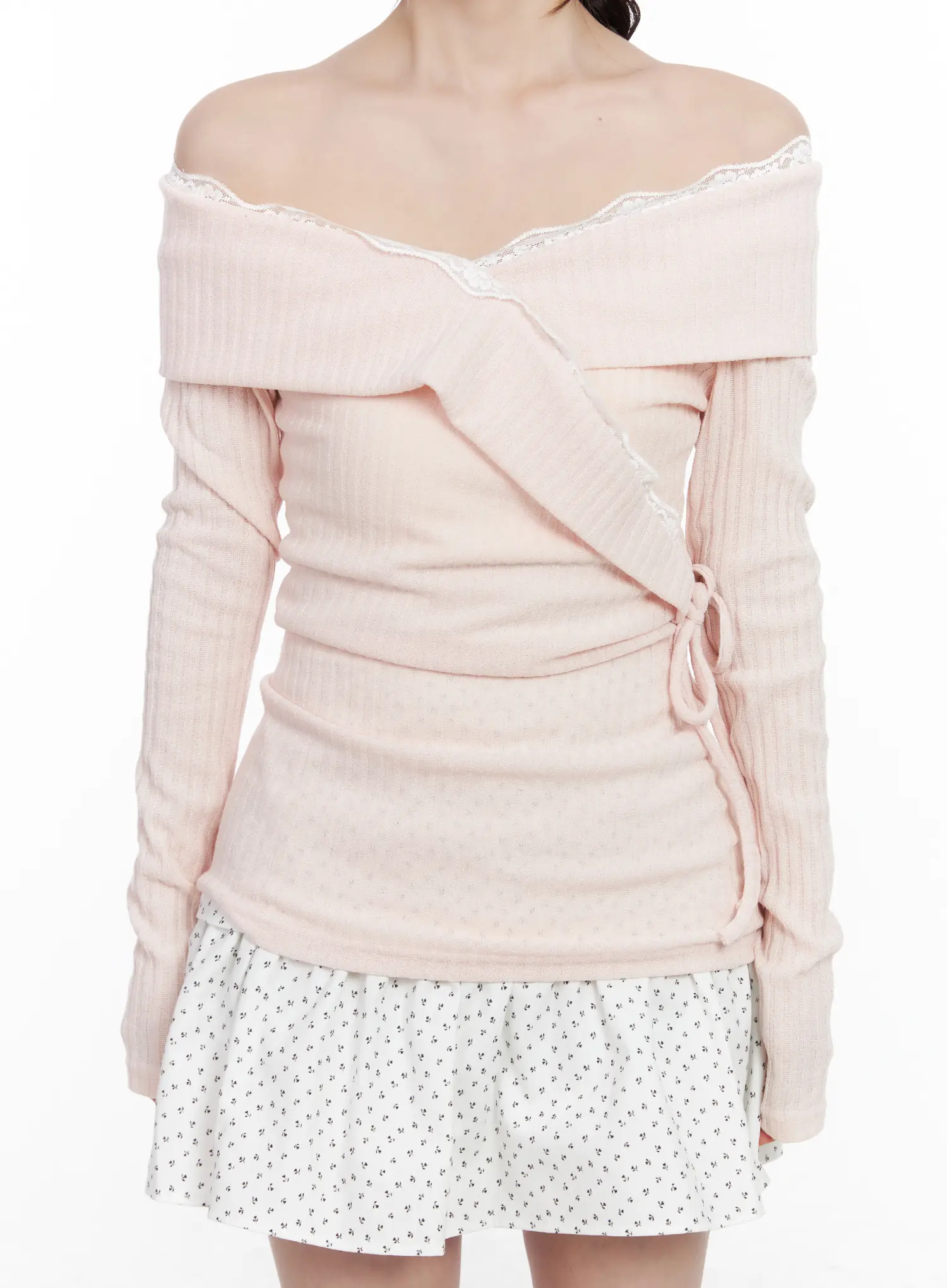 Lace Off-Shoulder Ribbed Top CM527 - Image 7