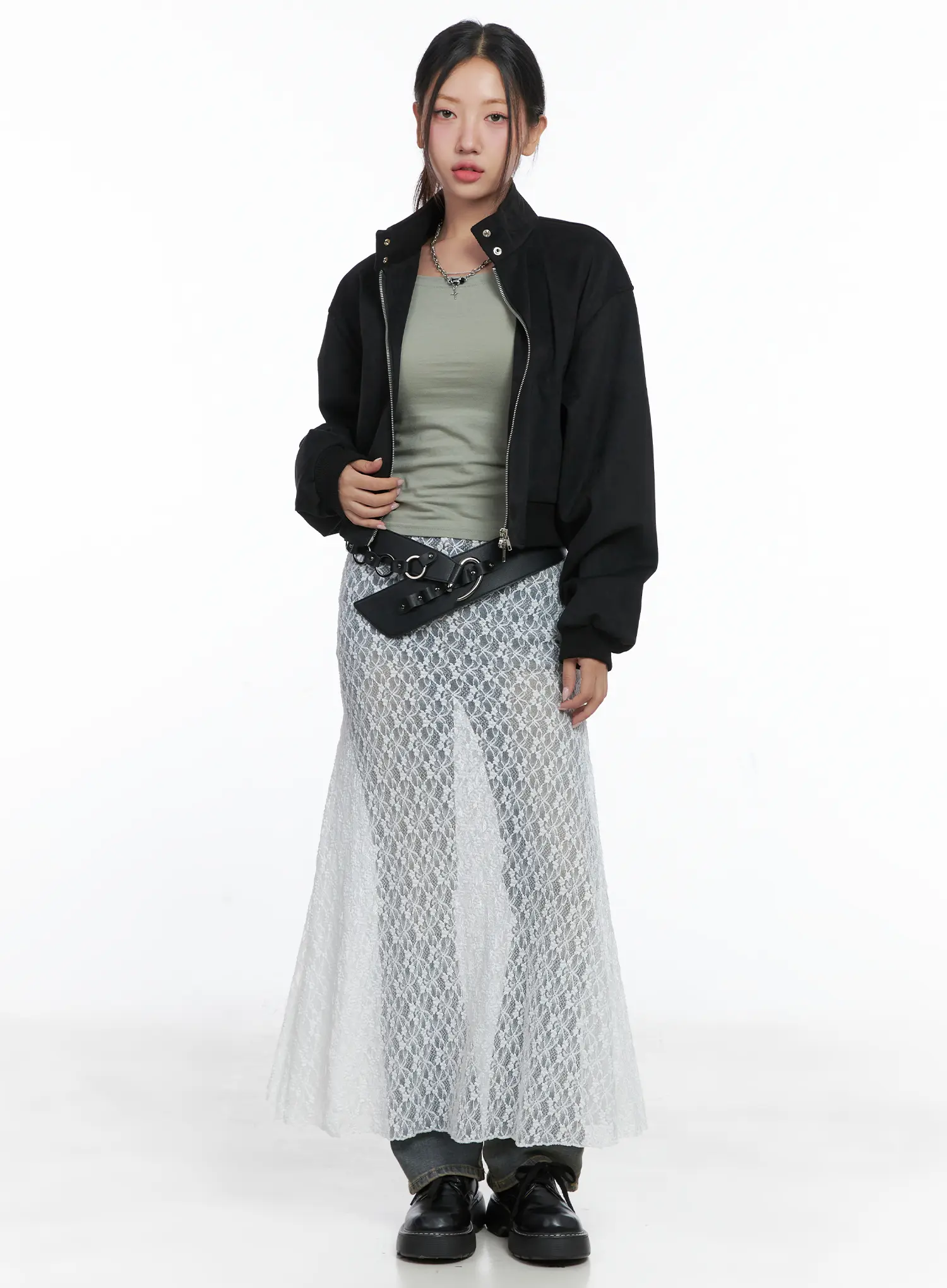 Lace Overlay Maxi Skirt CS502 - Image 2