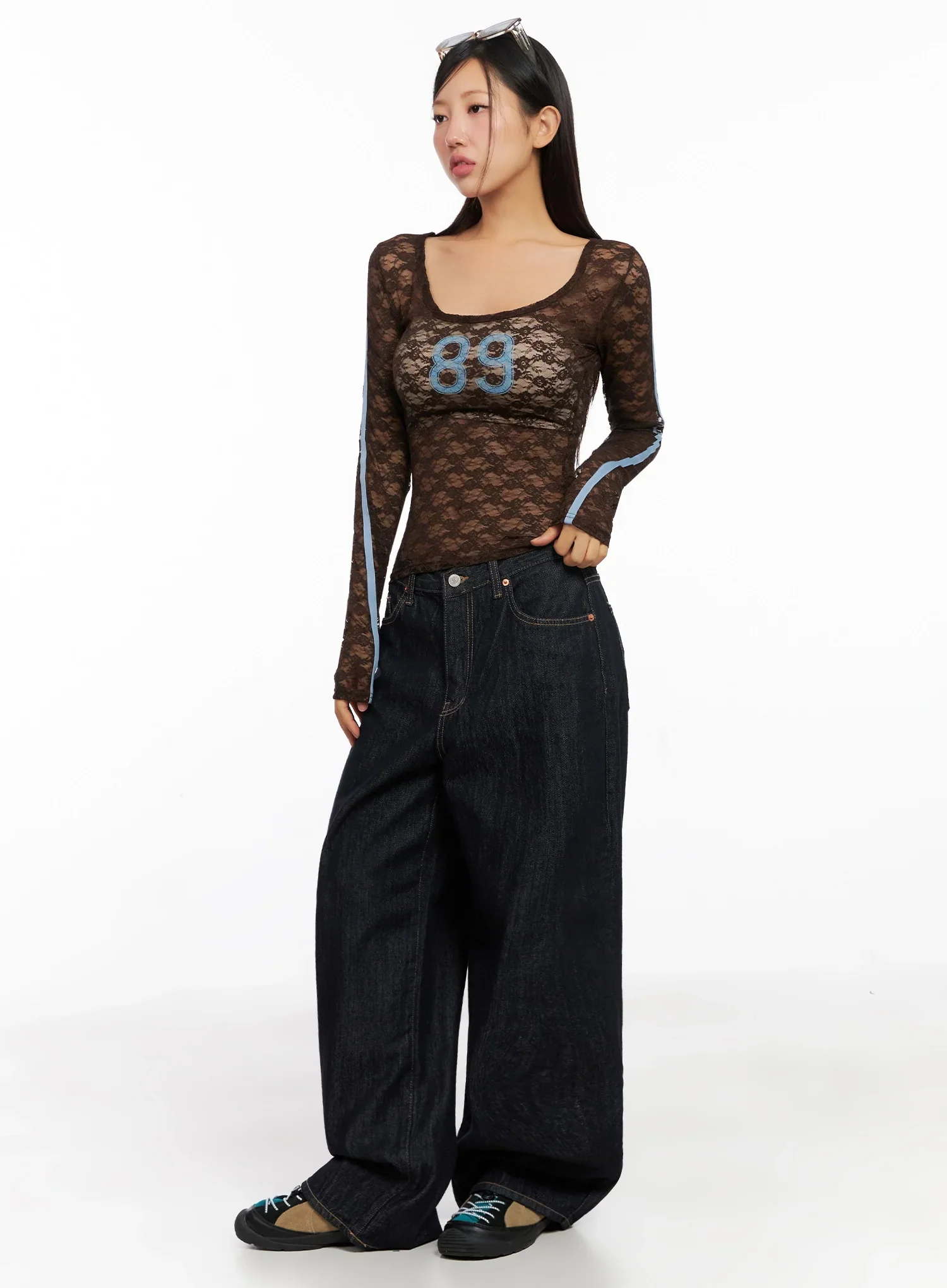 Lace Overlay Scoop Neck Top IG527 - Image 11