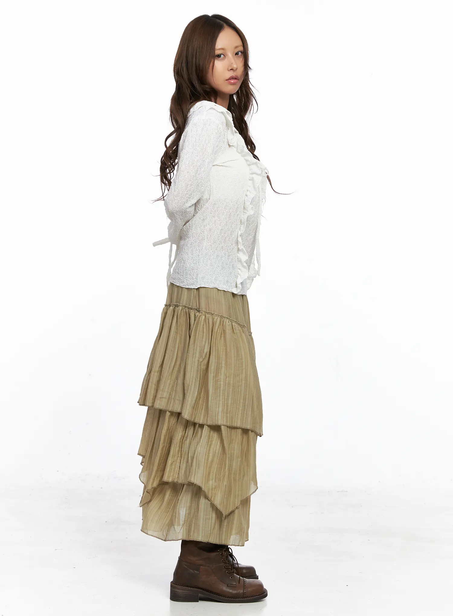 Lace Ruffled Ribbon Long Sleeve Blouse CO513 - Image 3