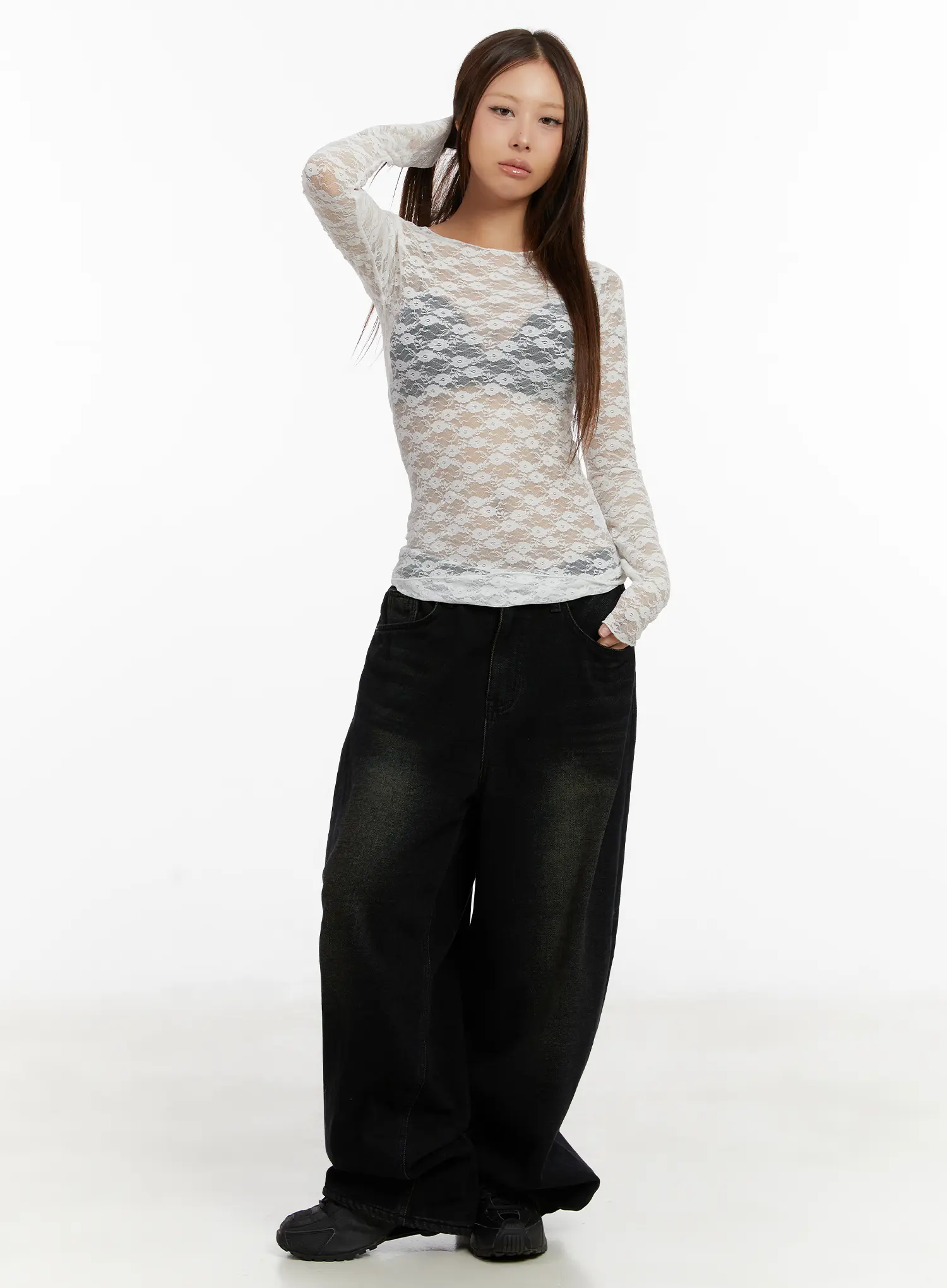 Lace Sheer Long Sleeve Top CD512 - Image 7