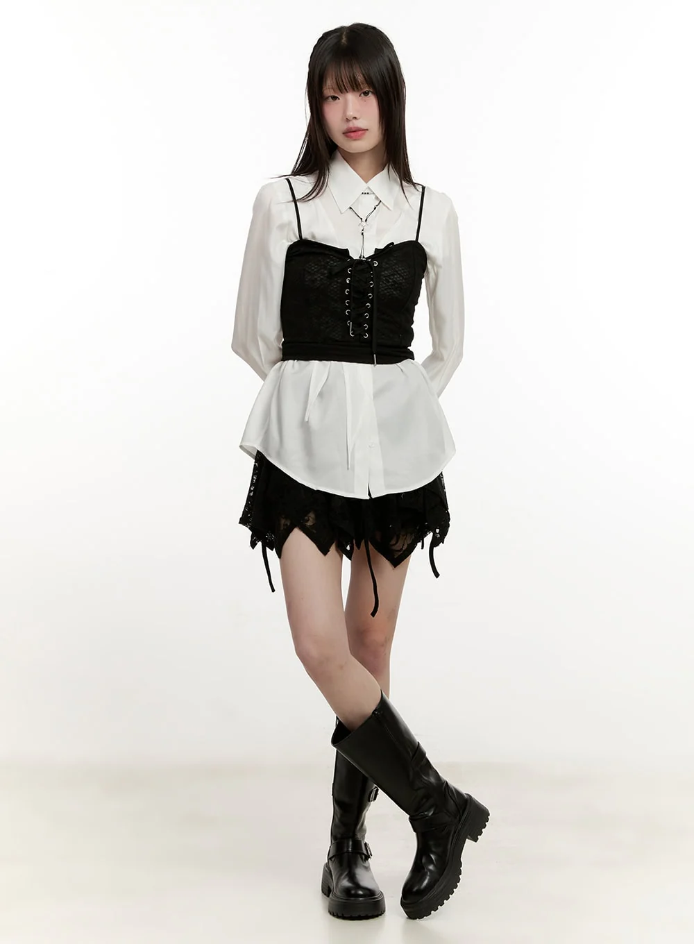 Lace Shirred Handkerchief Mini Skirt CM513 - Image 2