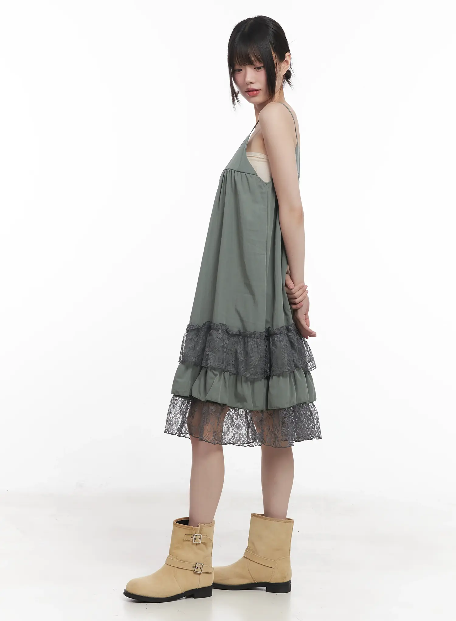 Lace-Trim Cami Maxi Dress CU518 - Image 4