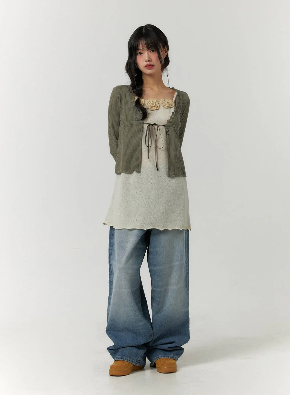 Lace Trim Cropped Cardigan CF406 - Image 3