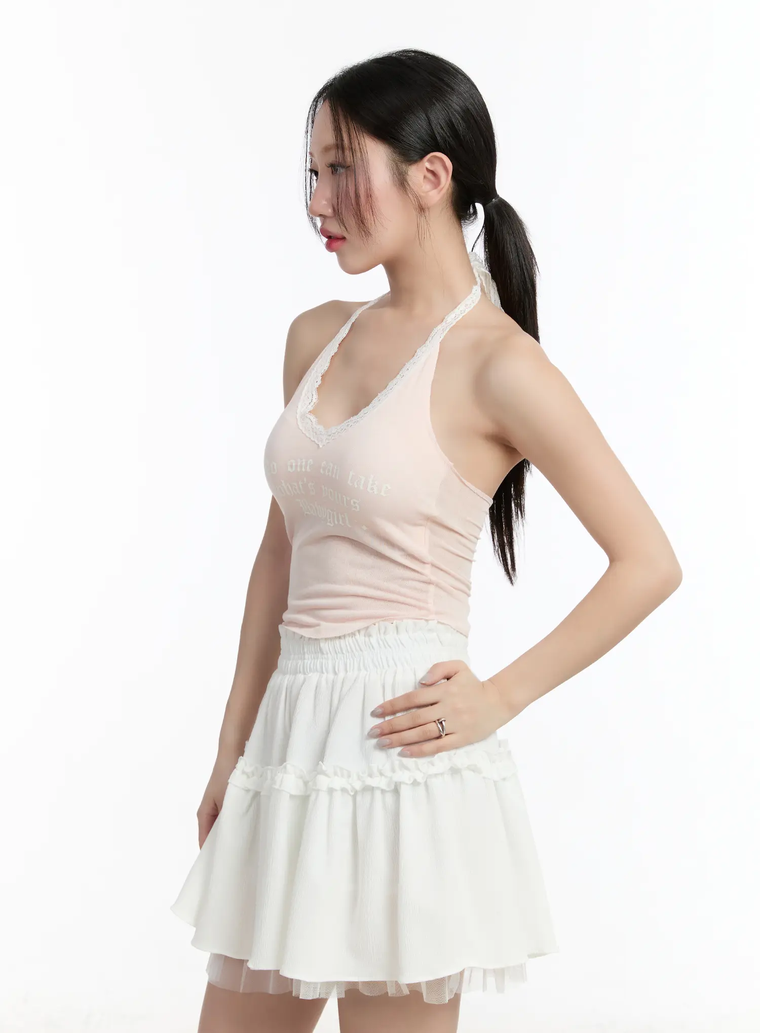 Lace Trim Halter Crop Top CM511 - Image 5
