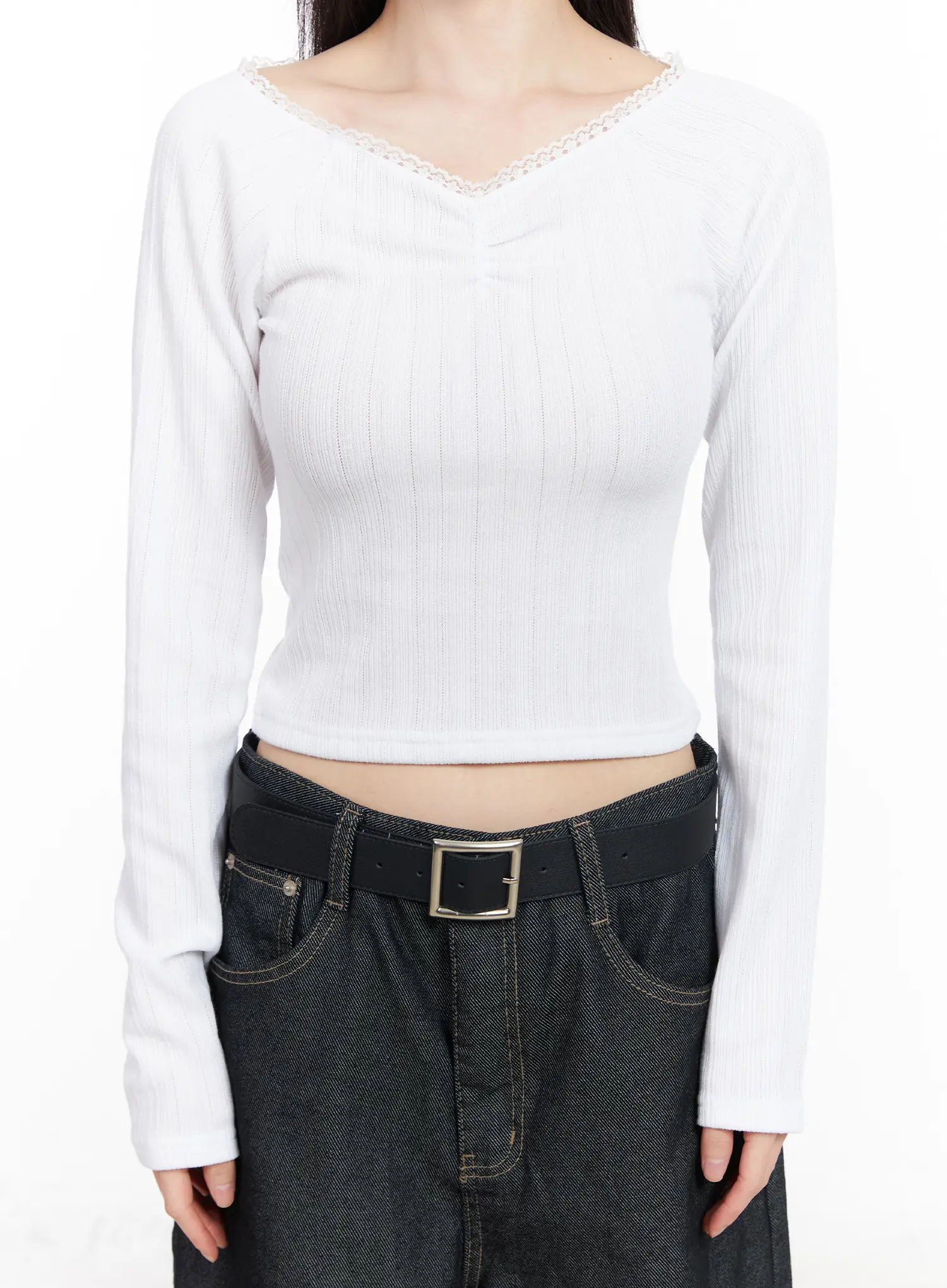 Lace Trim Raglan Long Sleeve Top CM519 - Image 8