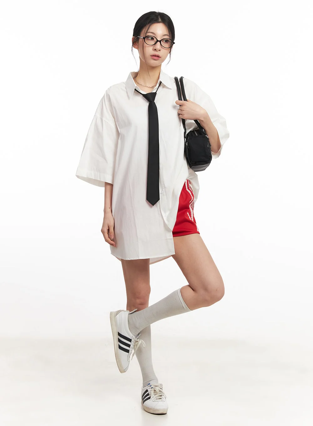 Lace-Trim Striped Shorts CA514 - Image 2