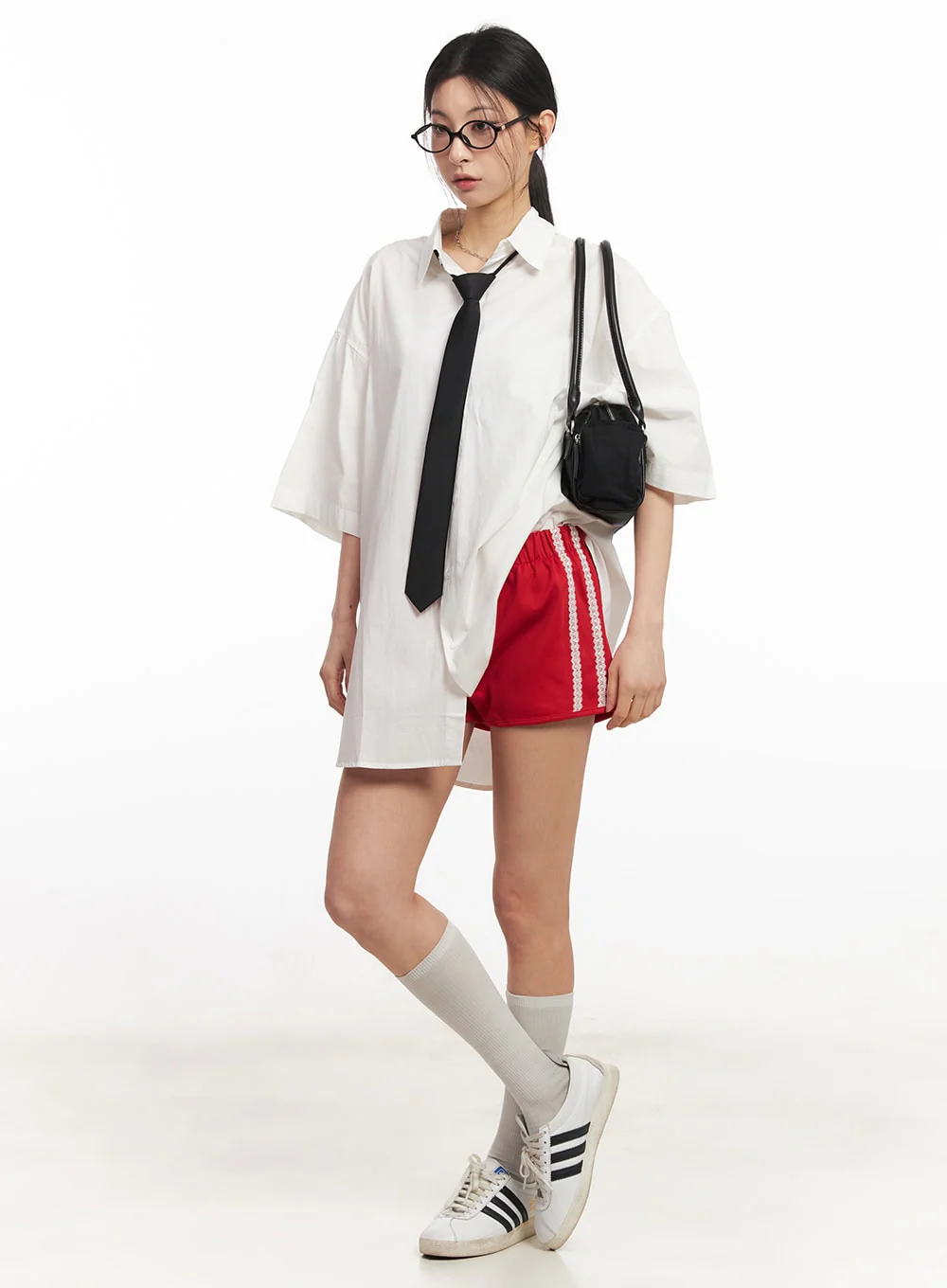 Lace-Trim Striped Shorts CA514 - Image 4