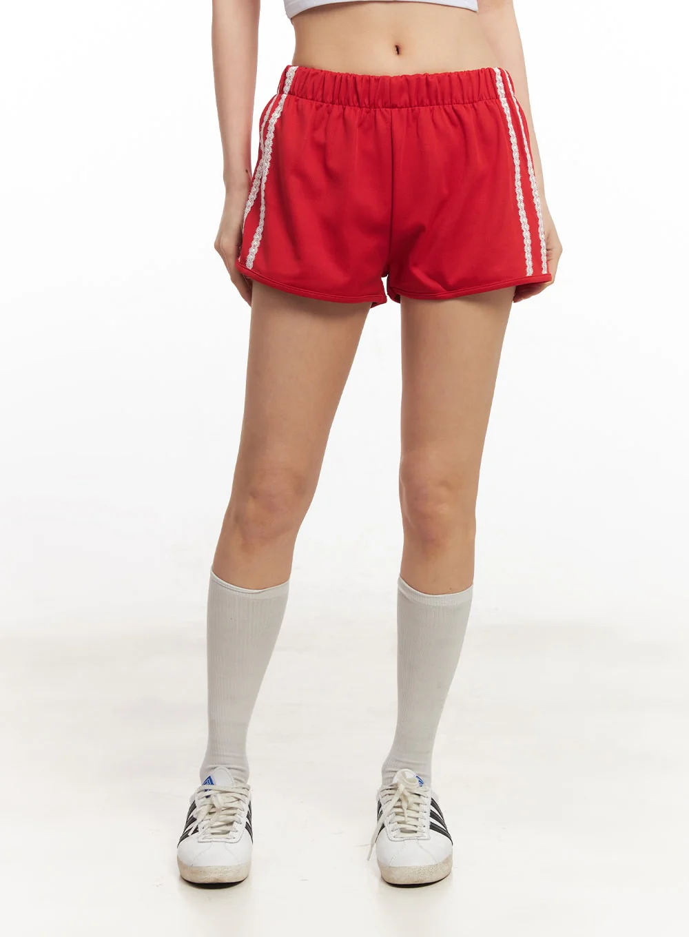 Lace-Trim Striped Shorts CA514 - Image 7