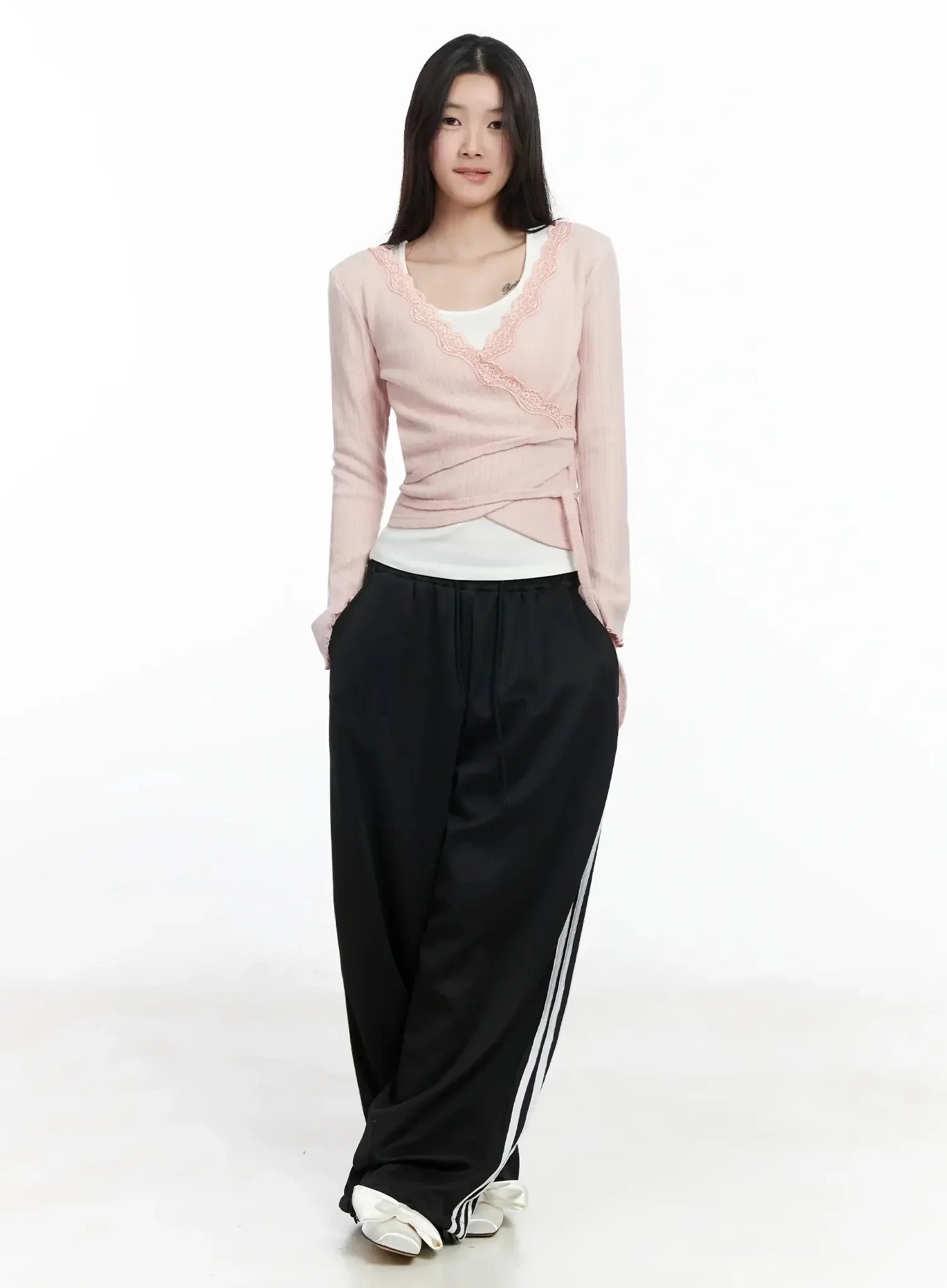 Lace Trim V-Neck Wrap Top IM506 - Image 10