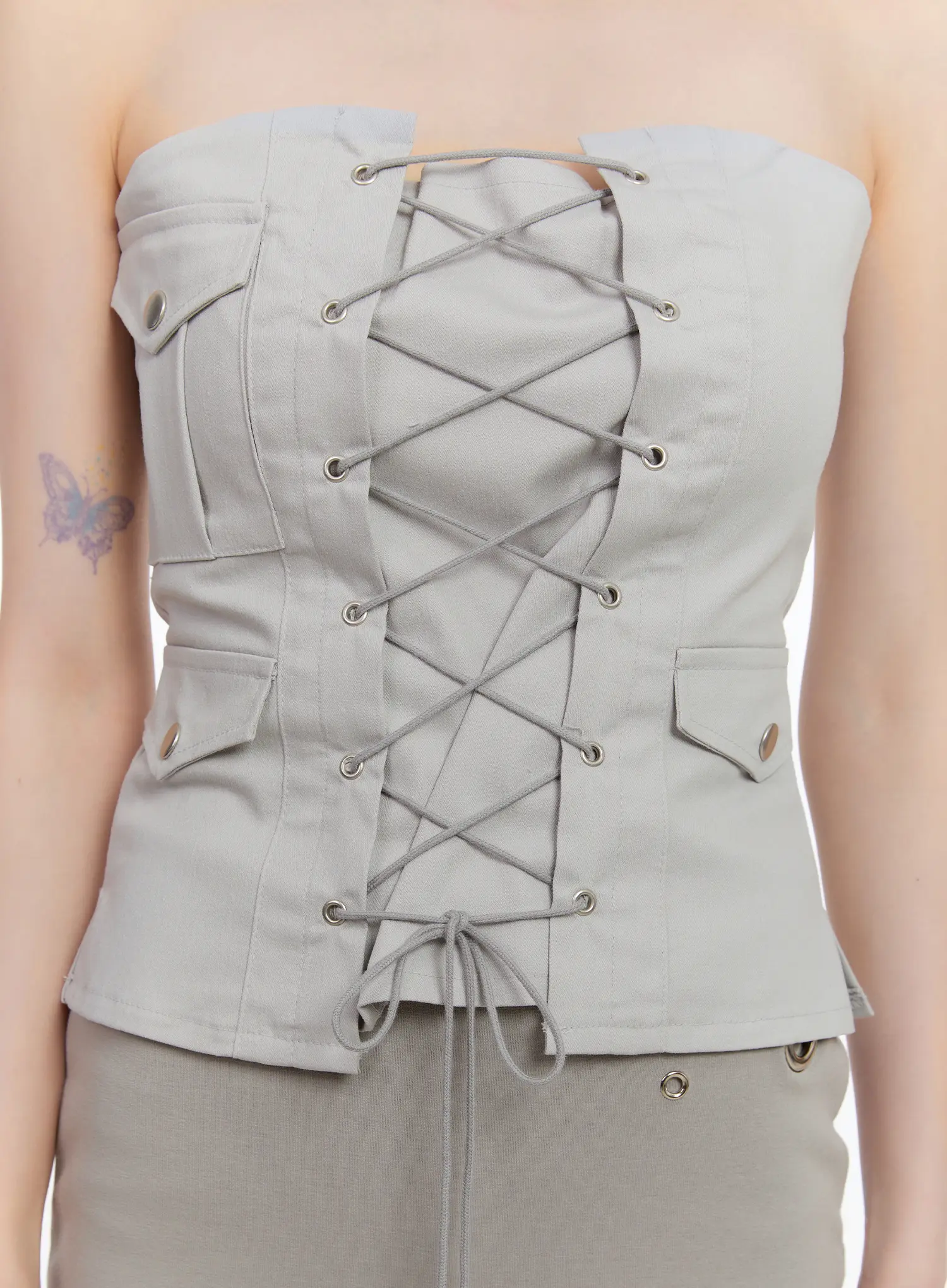Lace-Up Strapless Corset Top CL507 - Image 4