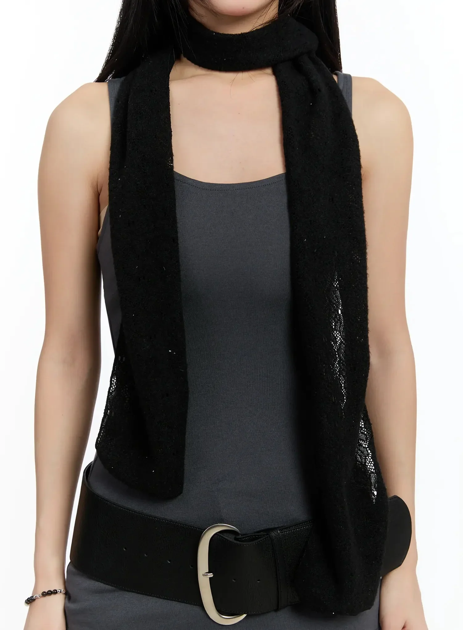 Laced Knit Thin Scarf IM513