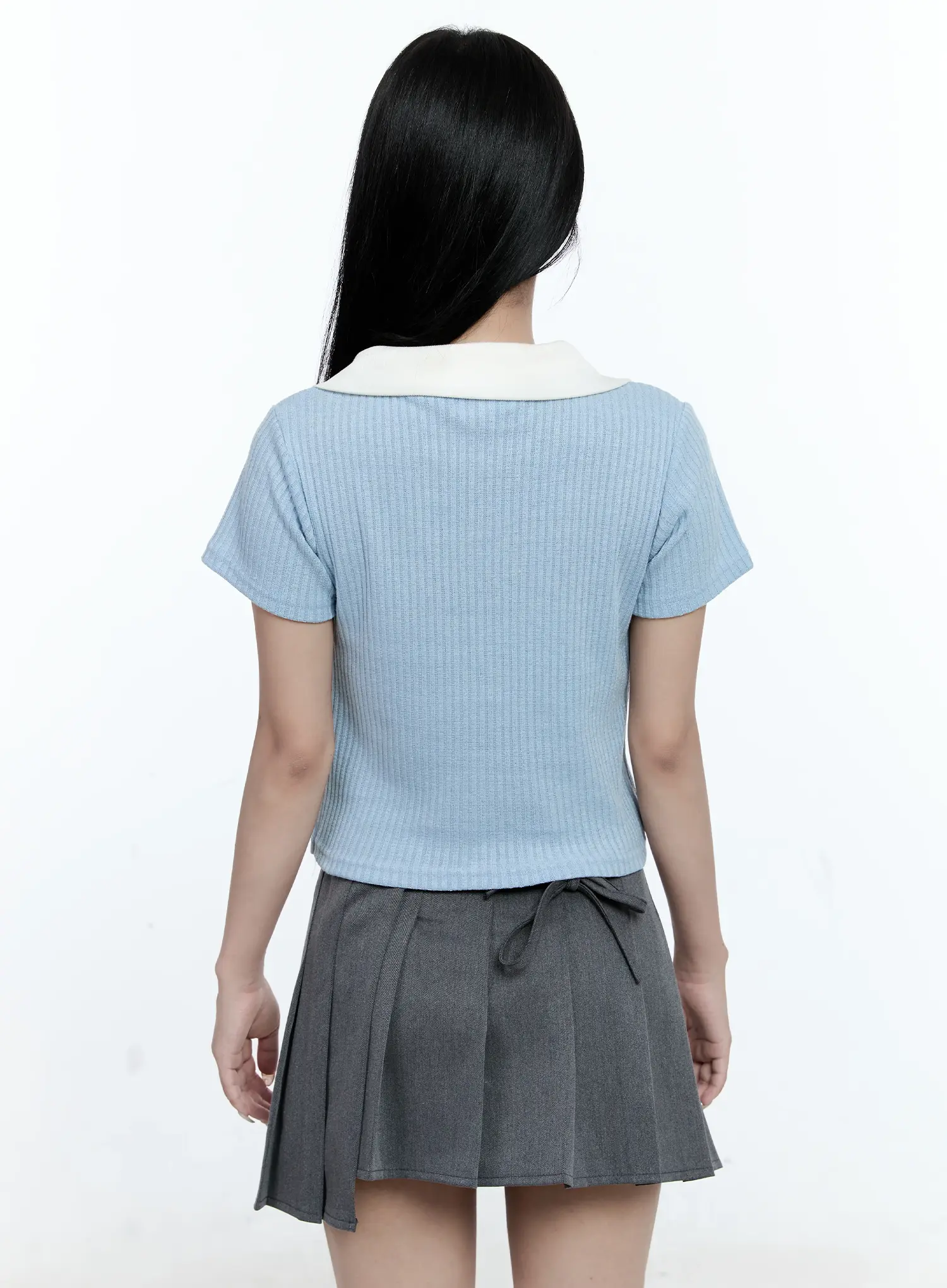 Layered-Collar Cardigan Tee CG511 - Image 6