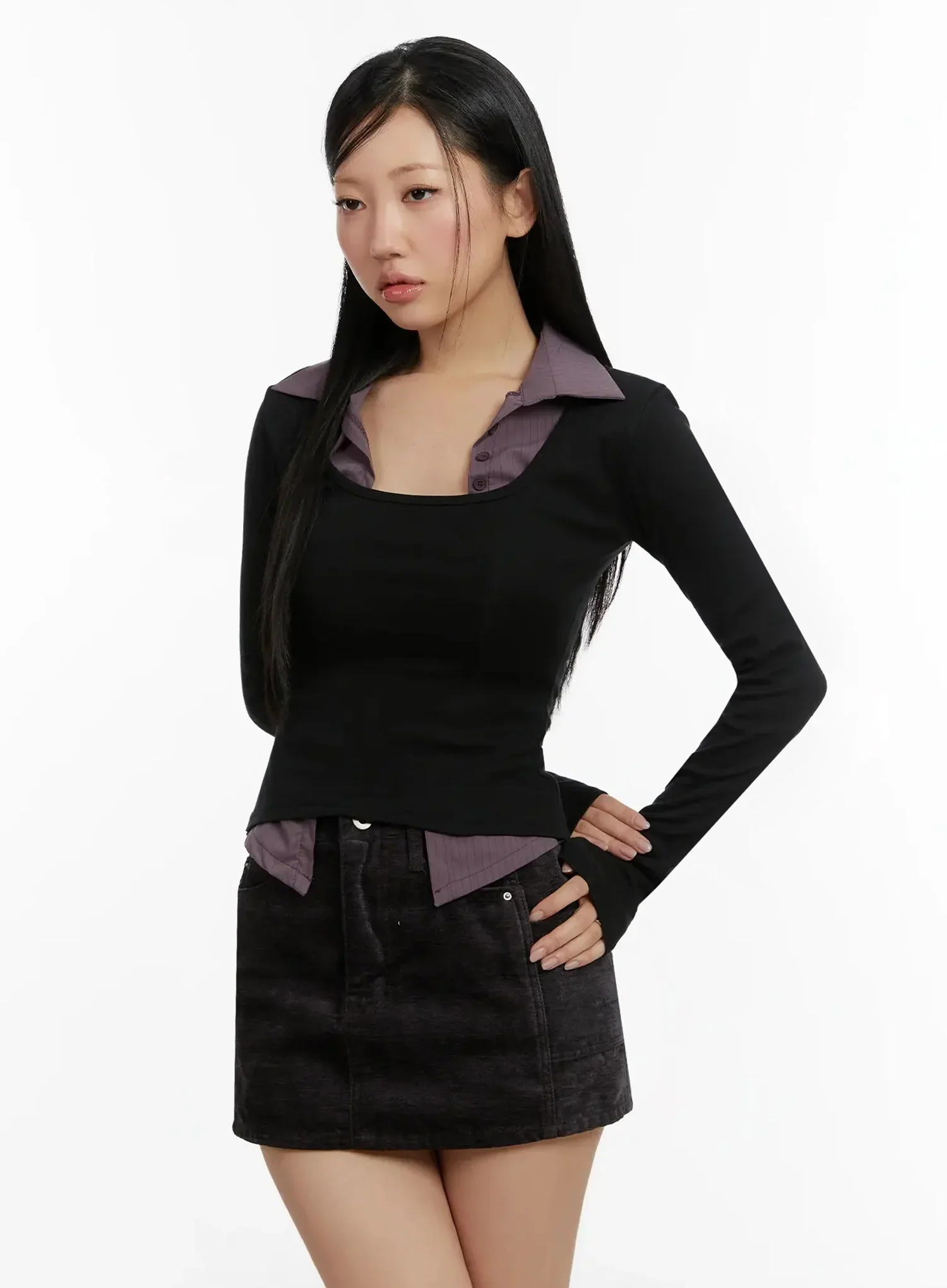 Layered Collar Crop Top ID525 - Image 2
