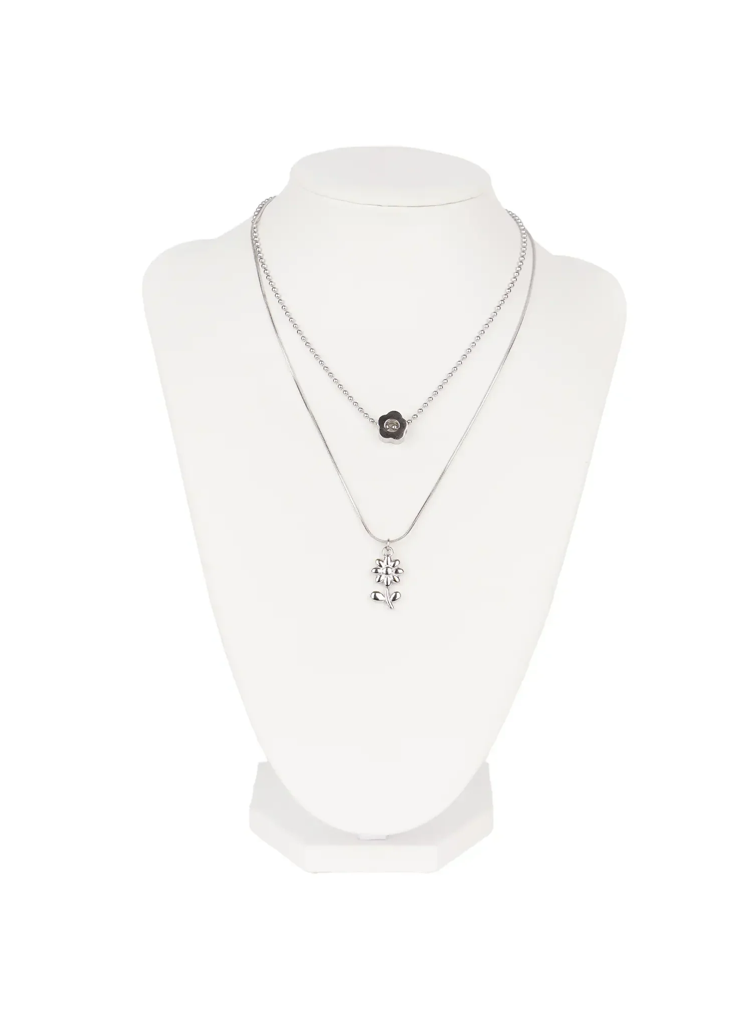 Layered Flower Charm Necklace ID529 - Image 4
