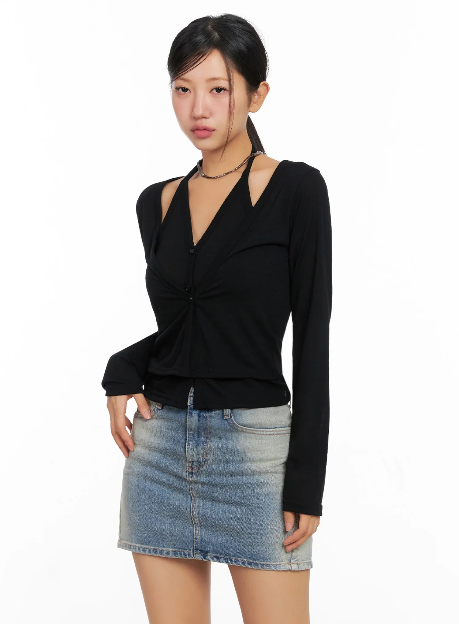 Layered Halter Cardigan IG527 - Image 9