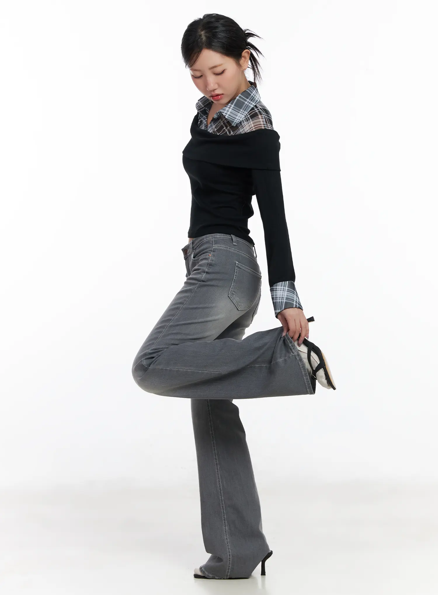 Layered Off Shoulder Long Sleeve Top CJ530 - Image 3