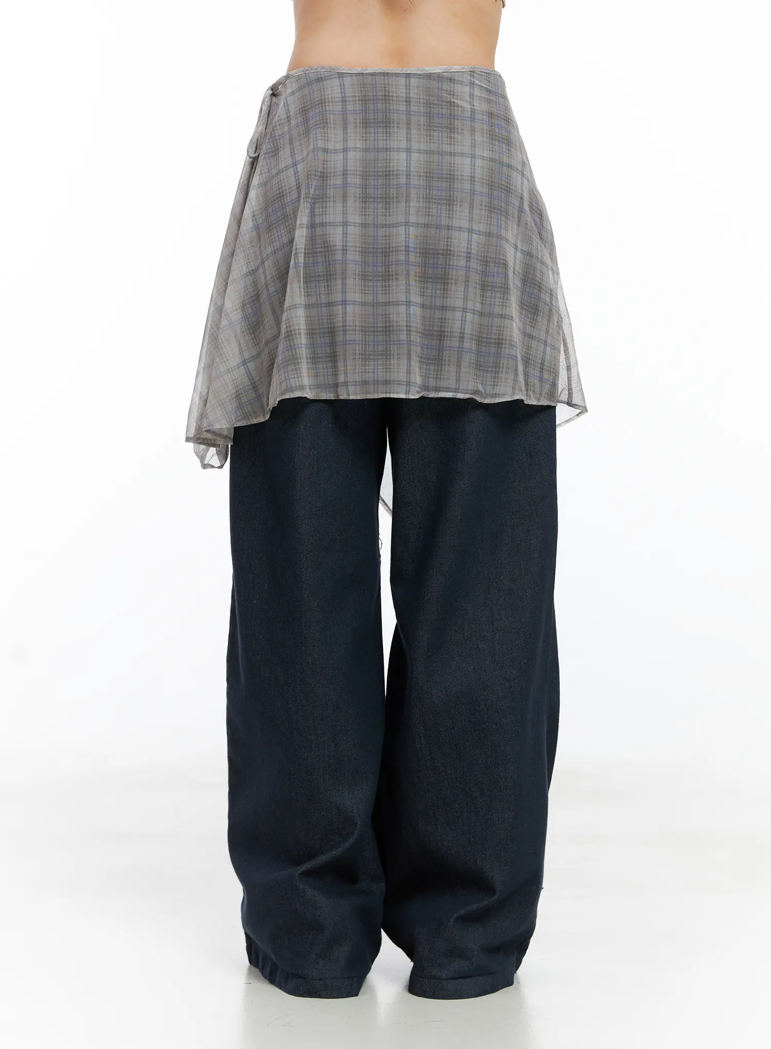 Layered Plaid Mesh Midi Skirt CS524 - Image 6