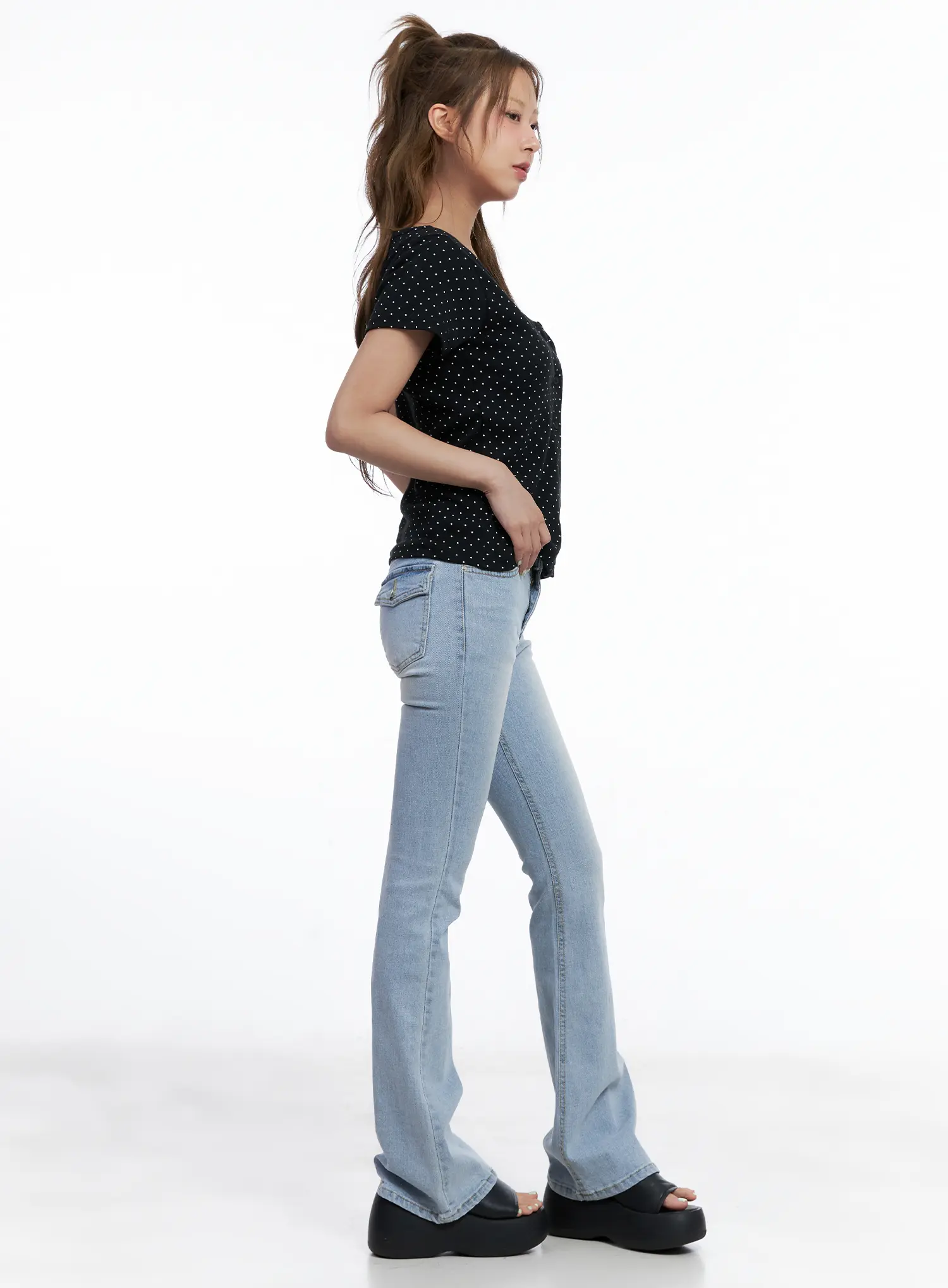 Layered Polka Dot Button Tee CL510 - Image 5