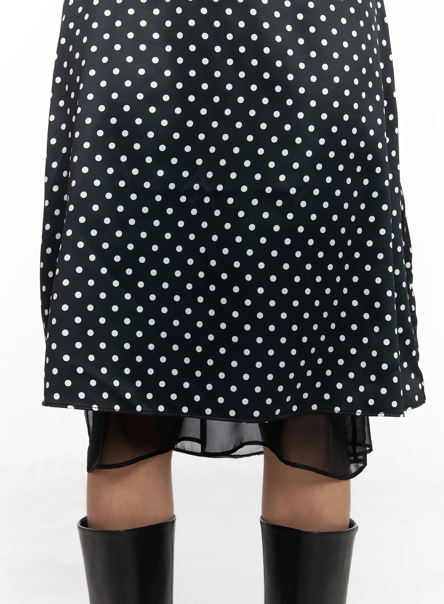Layered Polka Dot Satin Midi-Skirt CM520 - Image 4