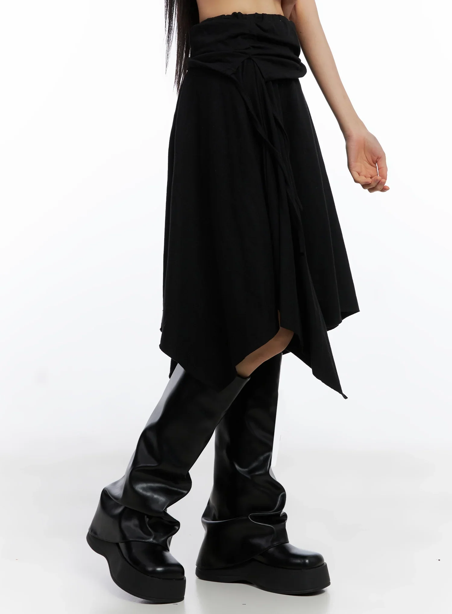Layered Shirring Asymmetrical Skirt IO517 - Image 3
