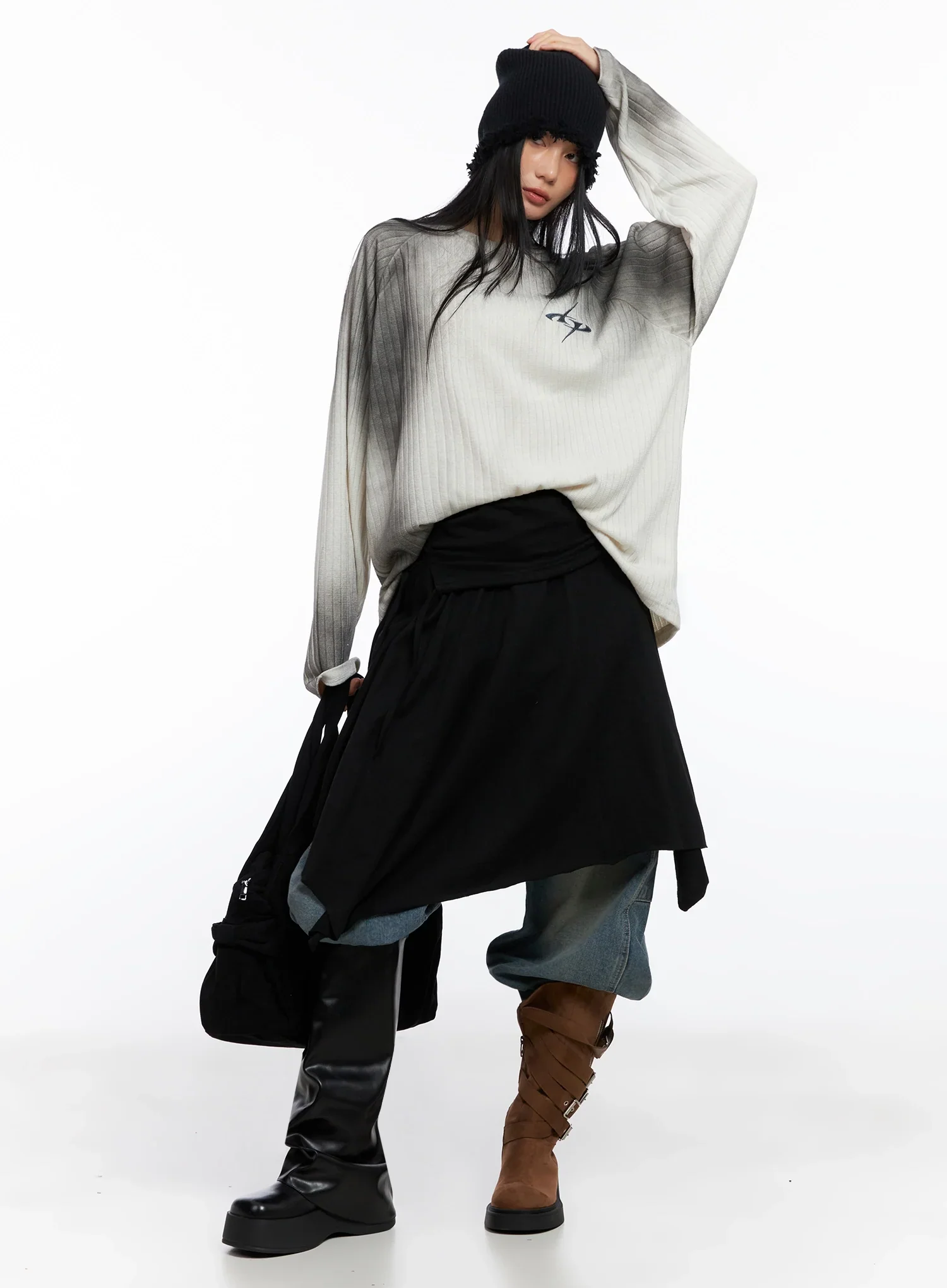 Layered Shirring Asymmetrical Skirt IO517 - Image 5